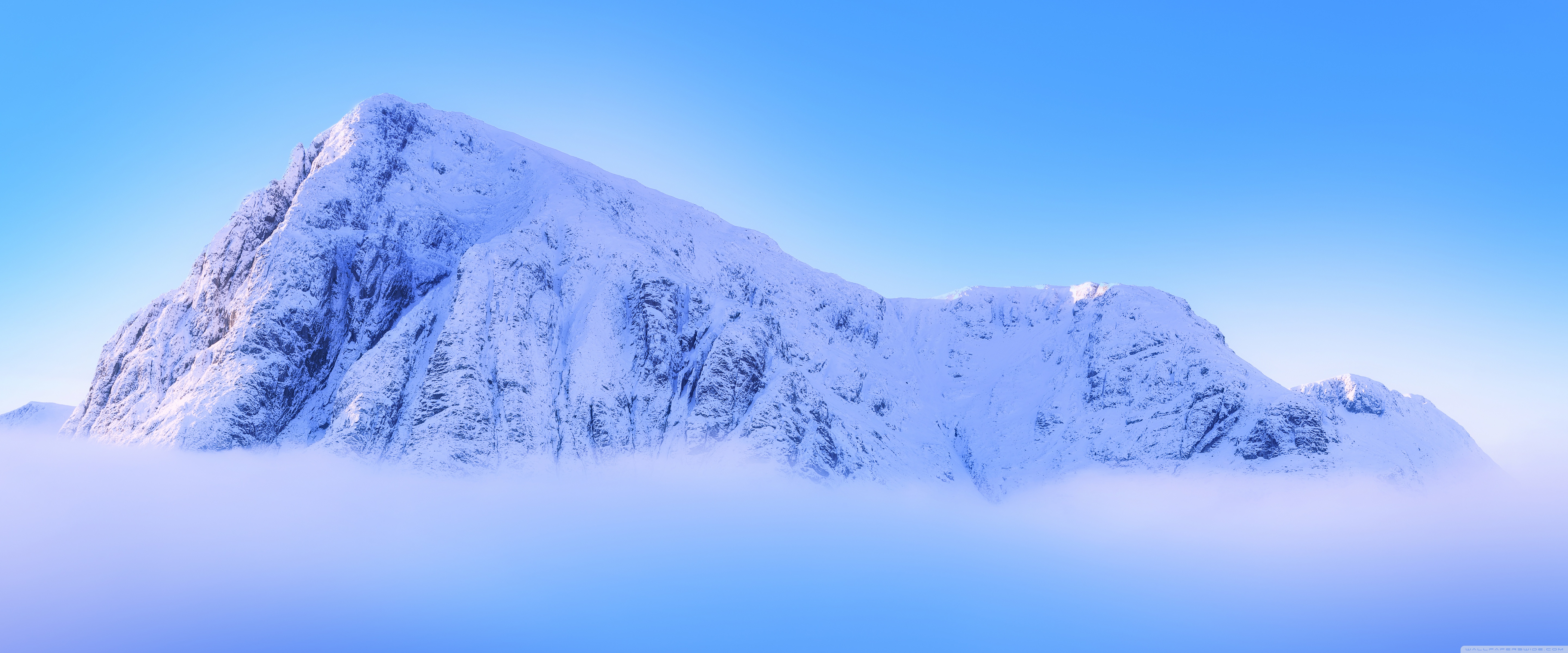 Snowy Mountain Peak Above Clouds 4K UHD Wallpaper for UltraHD Desktop and TV, Widescreen and UltraWide Display and Triple, Smartphone and Tablet Devices