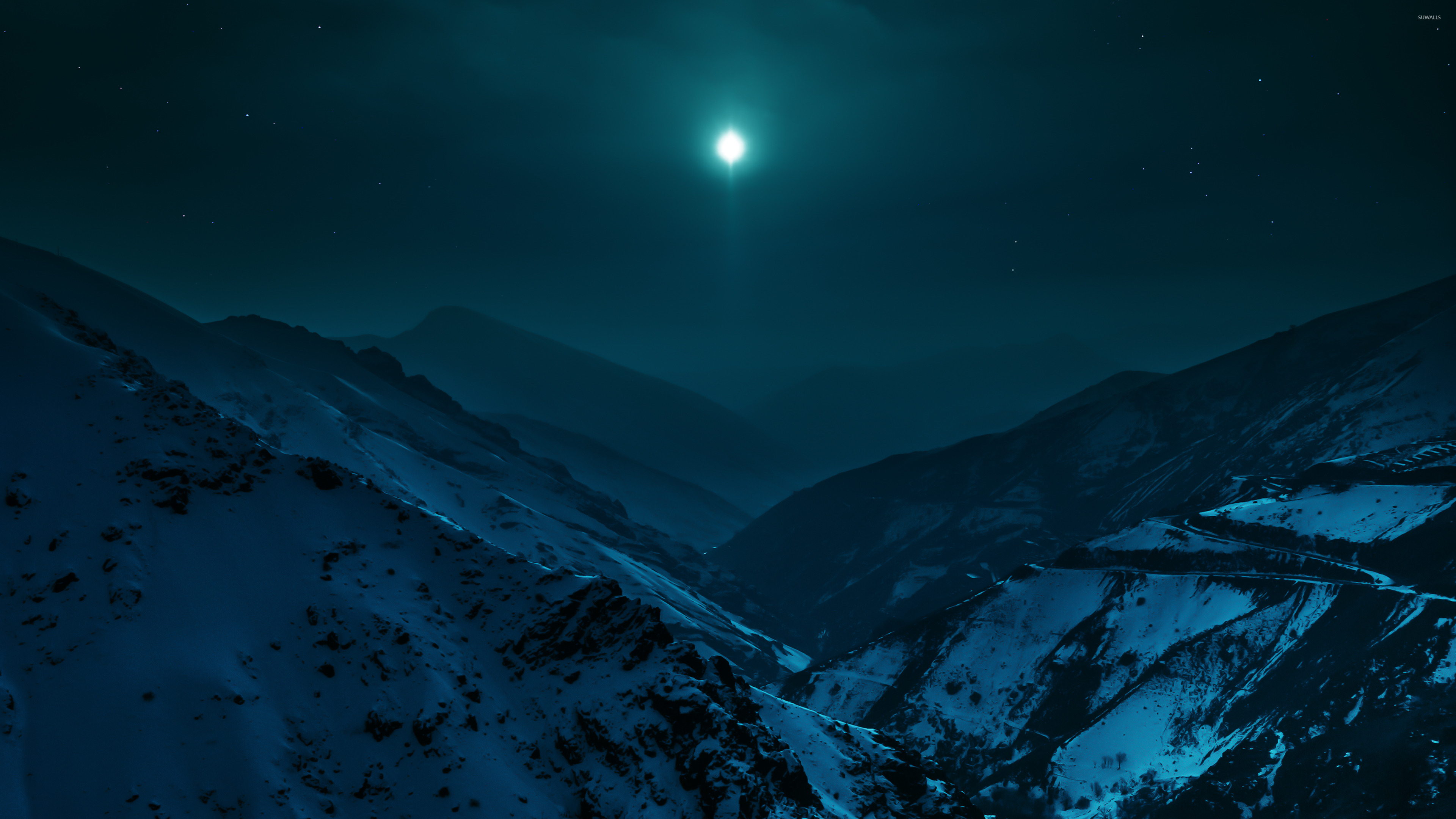Clear sky over the snowy mountains wallpaper wallpaper