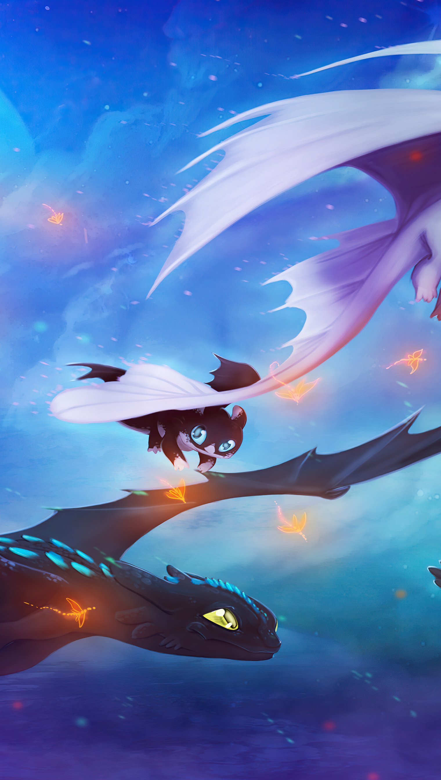 Toothless and his family Wallpaper 5k for iPhone and Mobile Phone