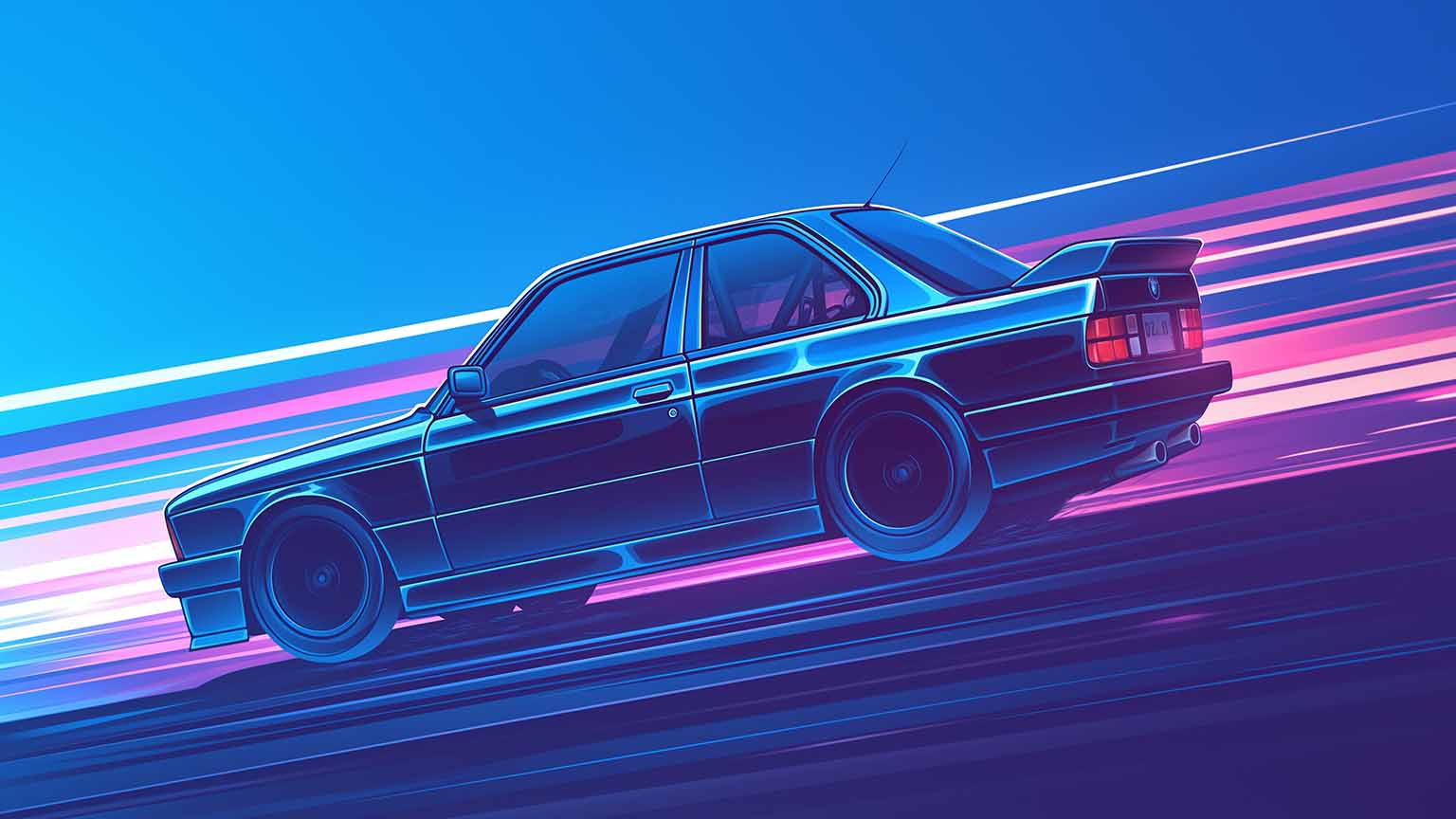 BMW M3 Drifting Neon Lights Desktop Wallpaper