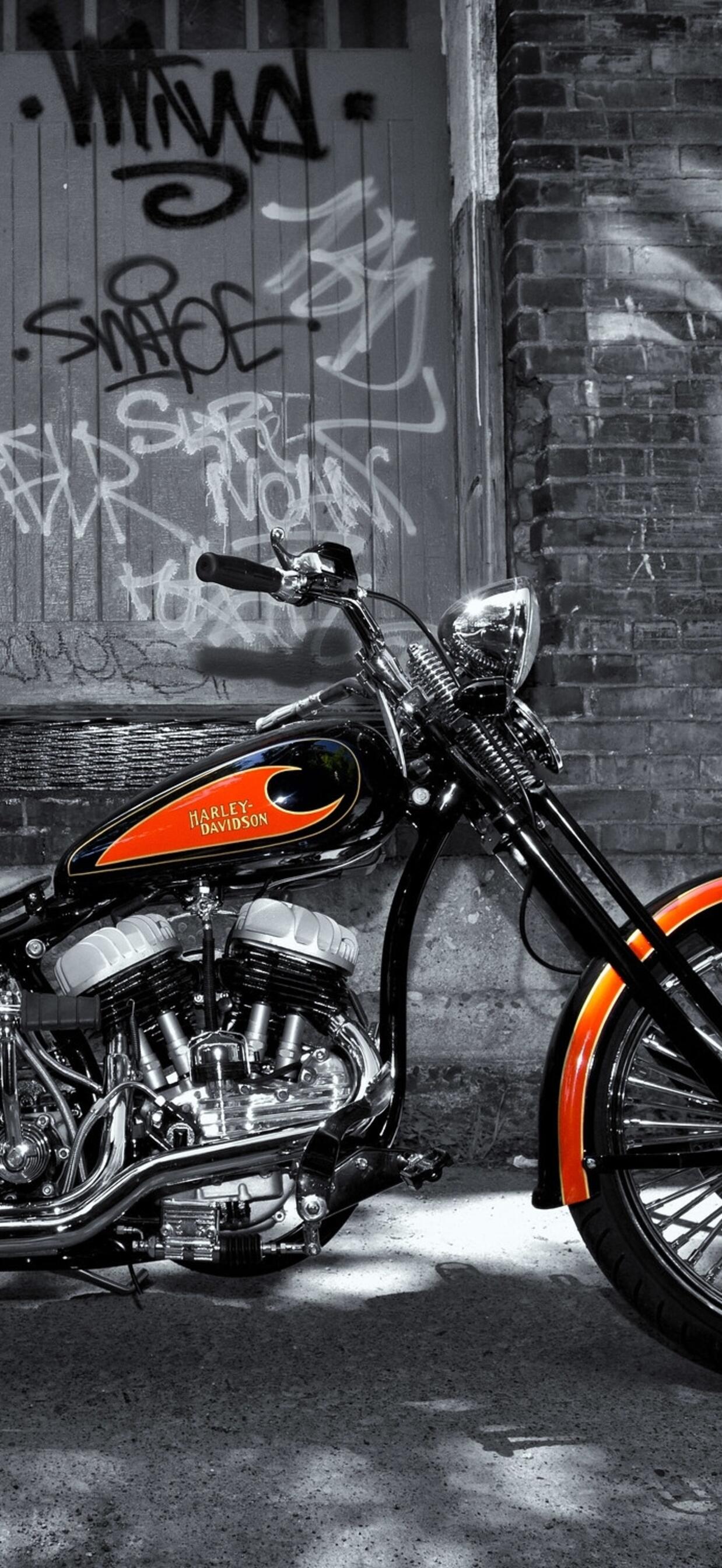 Harley Davidson in orange · 1242x2688 iPhone XS Max free photo from arashilkis and wallpaper