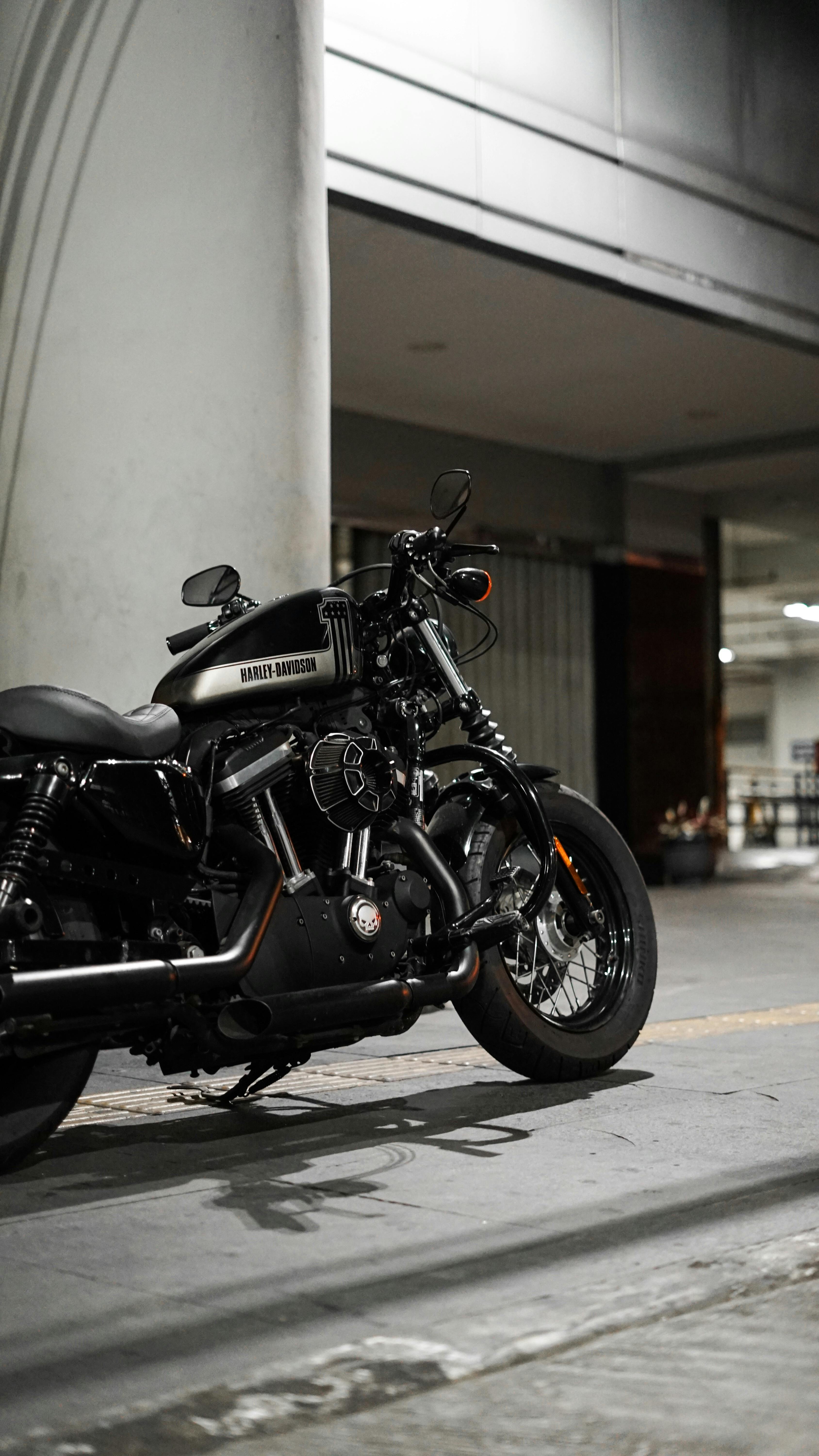 Side View of Glossy Modern Harley Davidson Motorcycle · Free