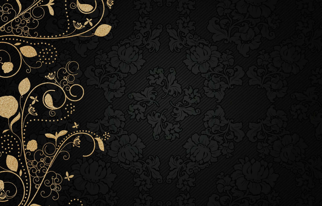 Download Minimalistic Black and Gold Desktop Setup Wallpaper