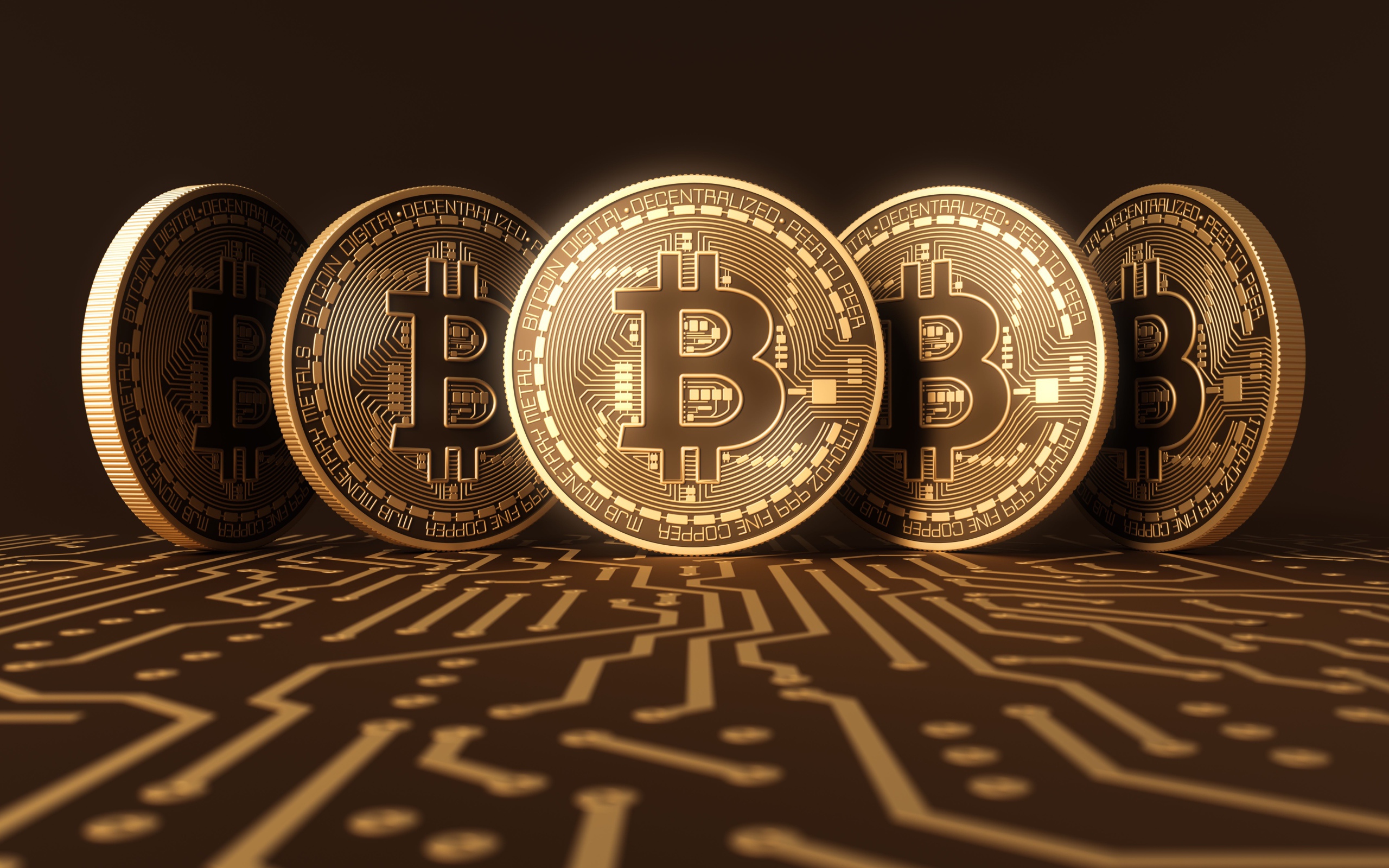 Gold coins bitcoin Desktop wallpaper 2560x1600