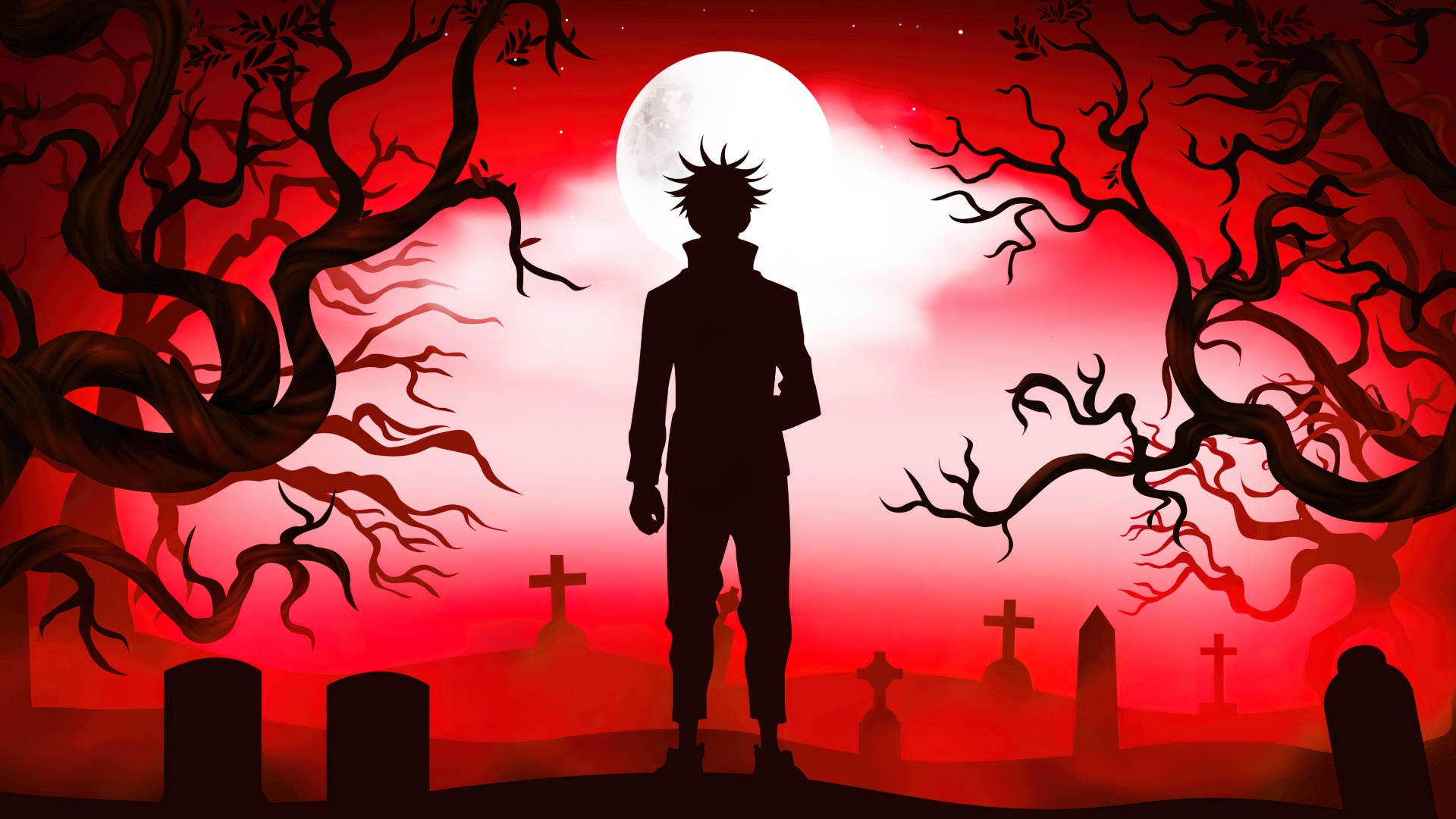 Megumi Fushiguro Wallpaper 4K, Silhouette, Jujutsu Kaisen