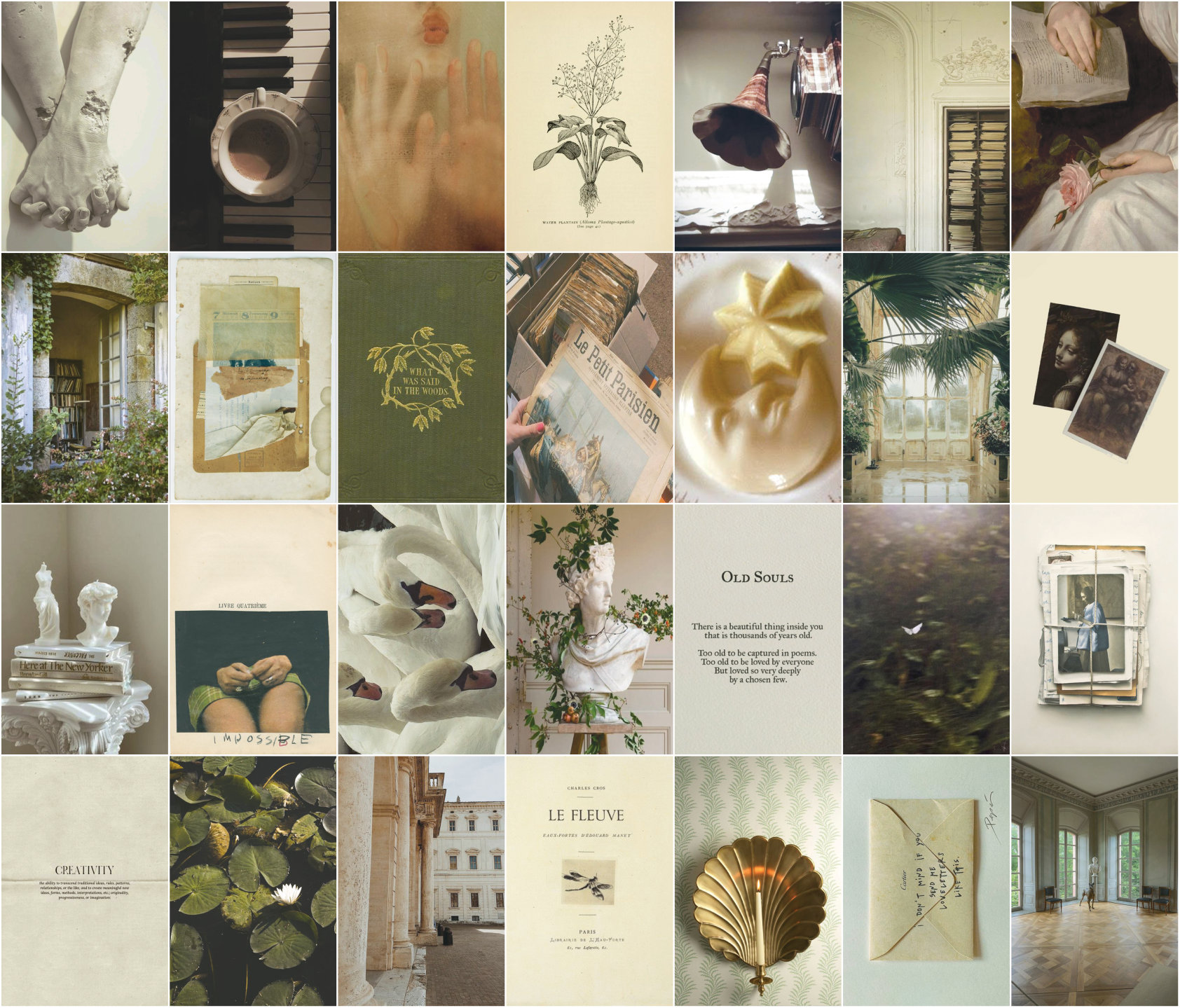 112PCS, Light Academia Aesthetic Wall Collage Kit, Retro Botanical Classic Neutral Aesthetic, Aesthetic Collage Kit, Digital Download