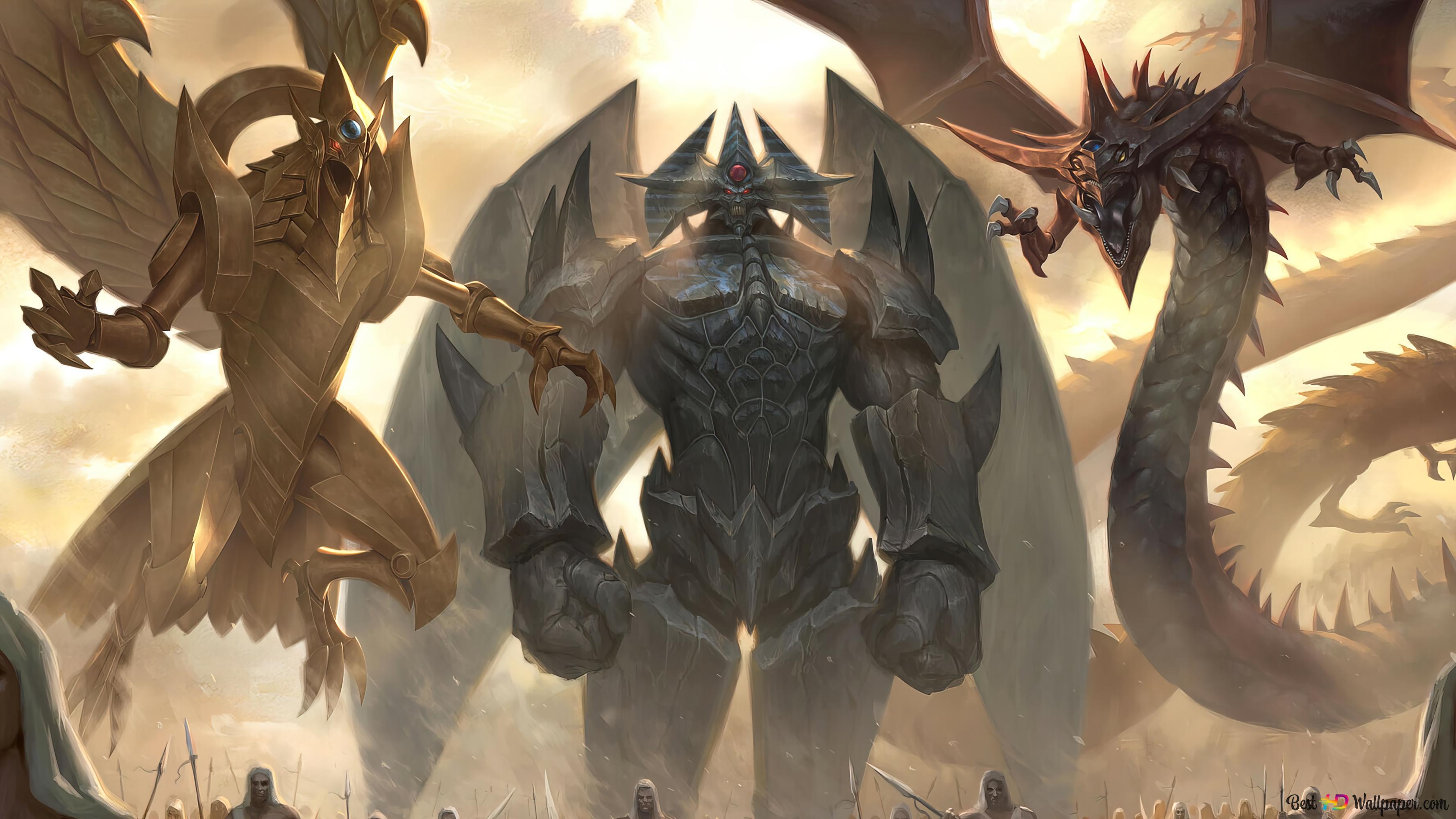 Yu Gi Oh!. Egyptian God 4K Wallpaper Download