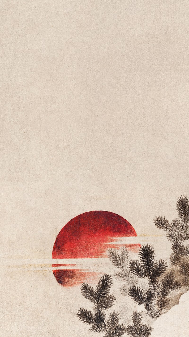 Japanese Print Sunset Image Wallpaper