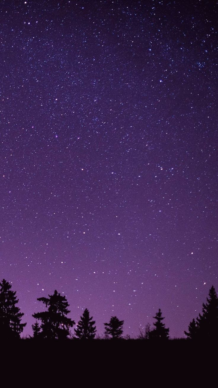 Purple sky iPhone wallpaper HD lockscreen cute night stars 4k image. Background phone wallpaper