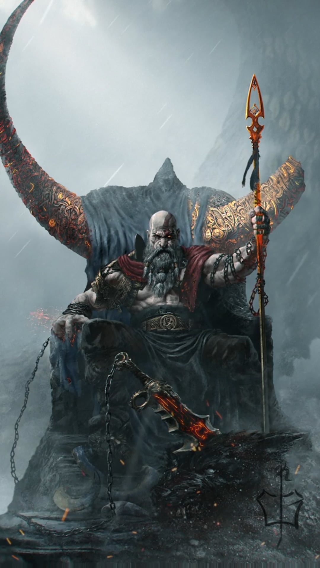 All hail Skyfather Kratos, God of War and the Sky (live phone wallpaper)