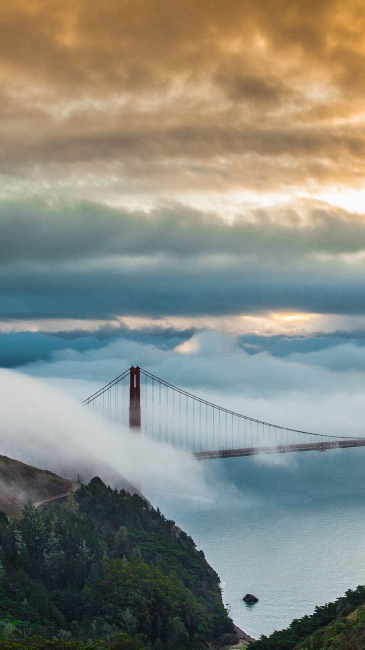 Golden Gate Bridge San Francisco Fog Morning 4K Ultra HD Mobile Wallpaper for iPhone & Android