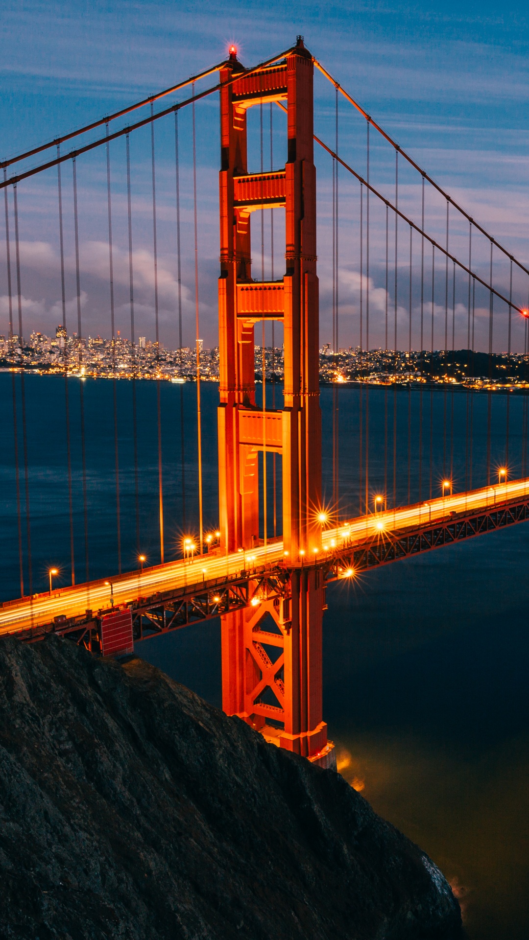 Golden Gate Bridge Wallpaper 4K, Lights, San Francisco, Evening
