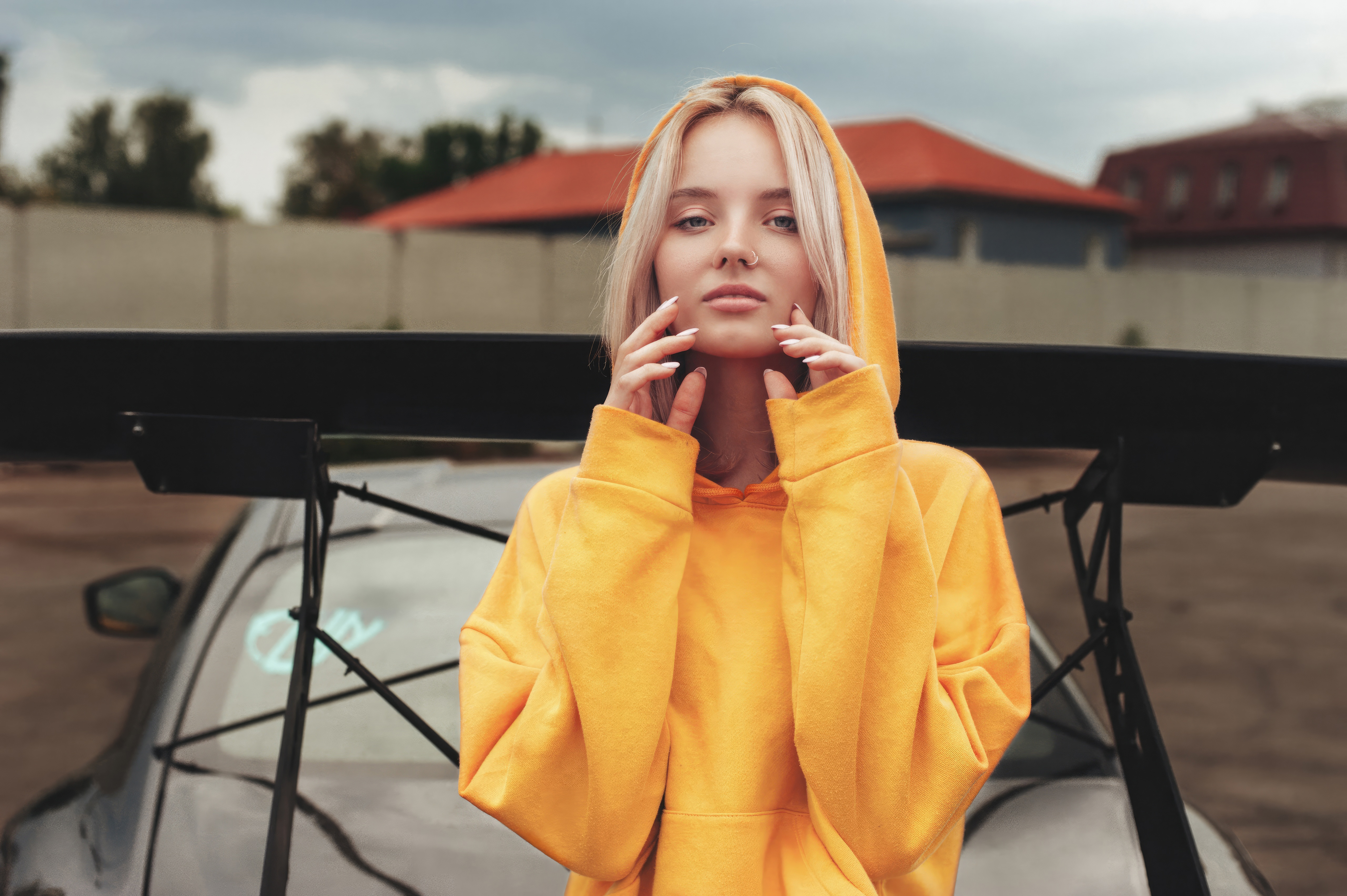 Yellow Hoodie Girl With Nose Ring 5K , HD 4k Wallpaper Image, Background, Photos and Picture