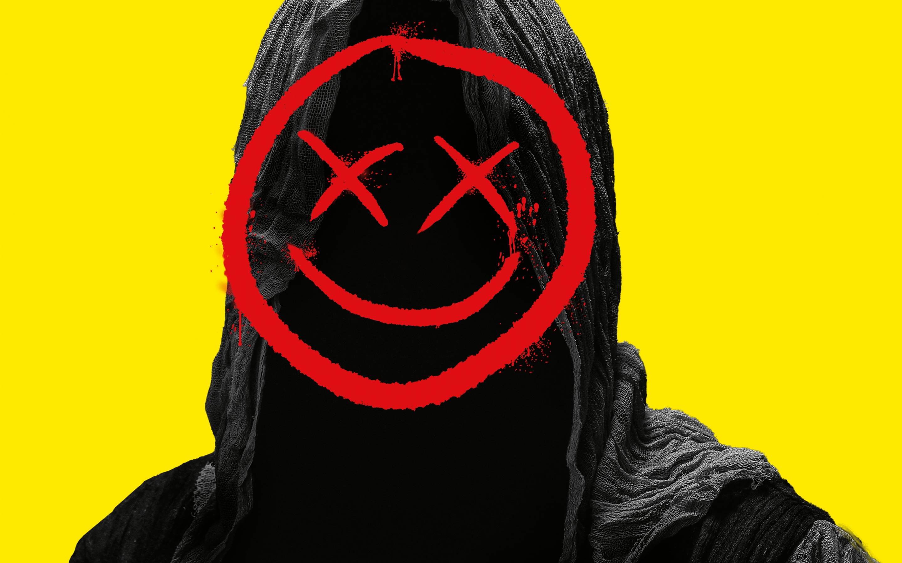 Smiley Wallpaper 4K, Hoodie, Yellow background