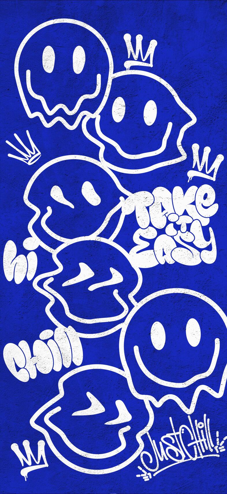 Blue Wavy Emoji 4K Wallpaper for iPhone