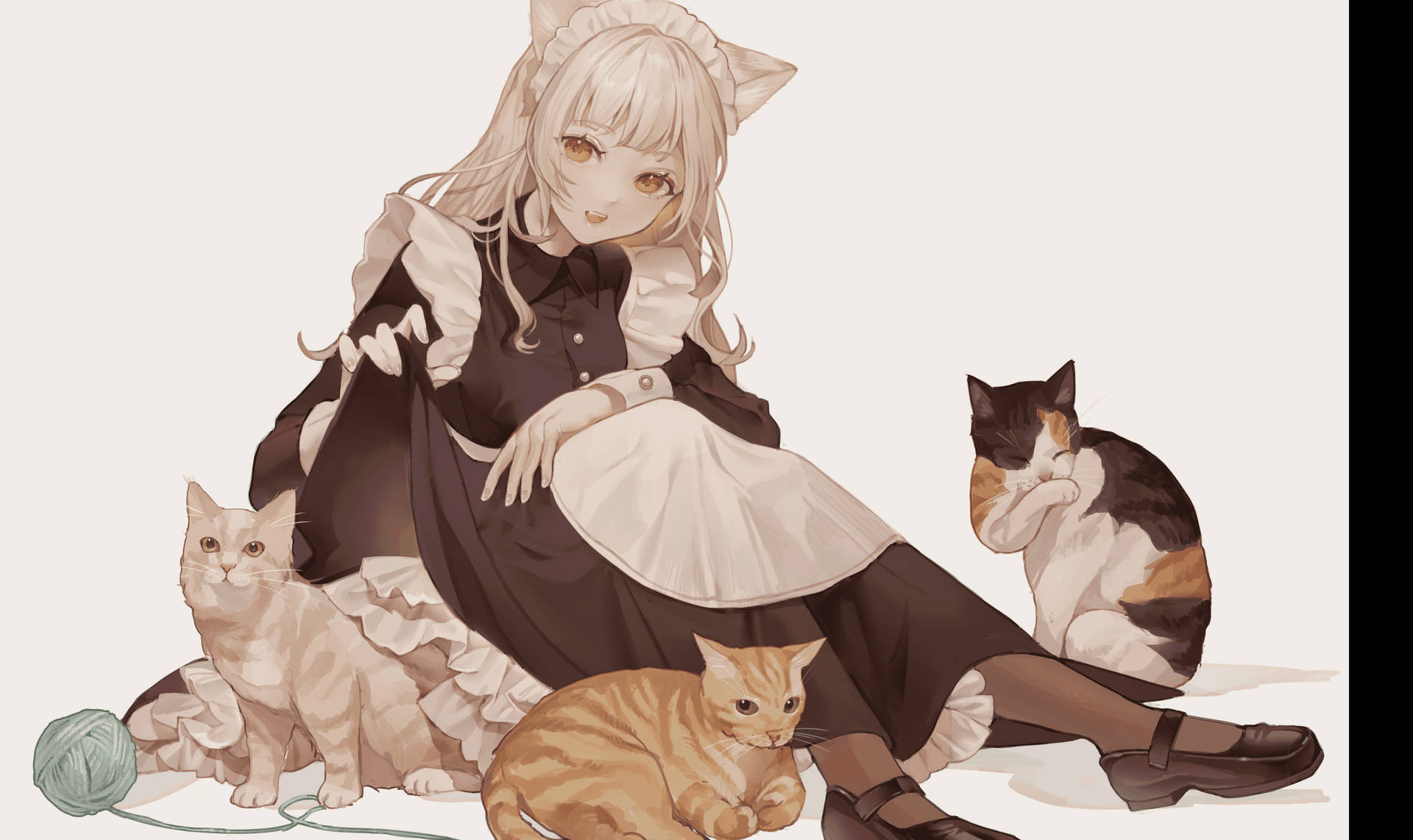 Download Anime Cats With Maid Wallpaper