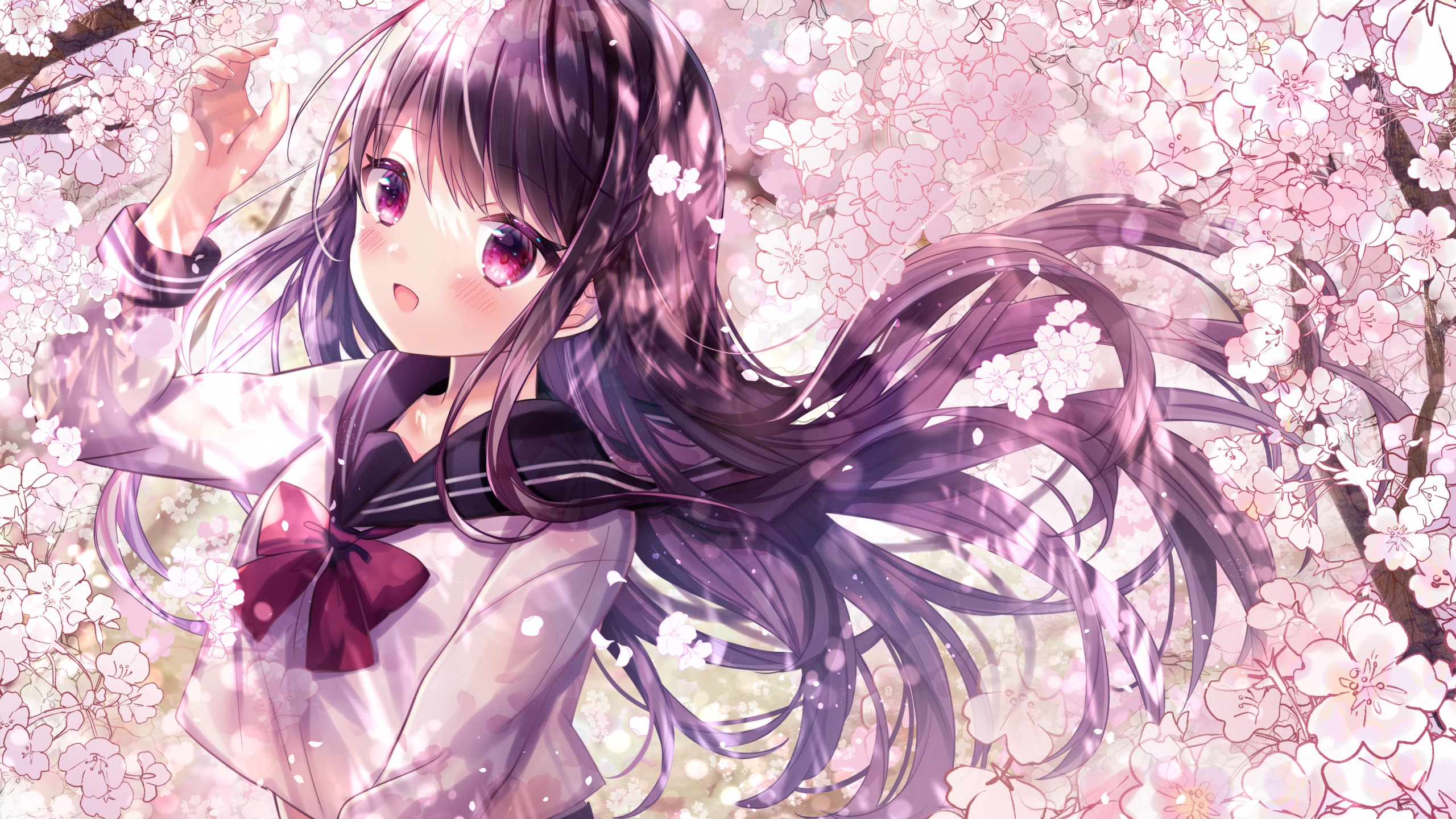 Anime girl Wallpaper 4K, Girly, Pink aesthetic