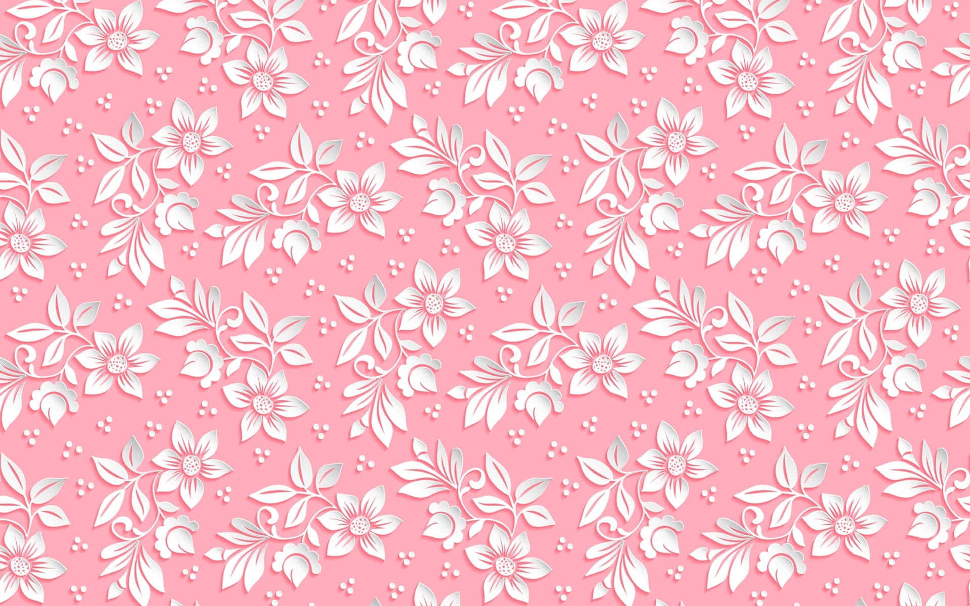 Download A Pink Floral Pattern With White Flowers Wallpaper