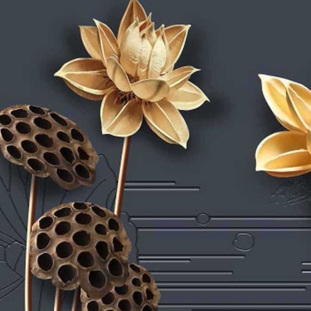 Golden Lotus Printed Wallpaper, For Home And Hotel, Plain At ₹ 54 Sq Ft In Patna