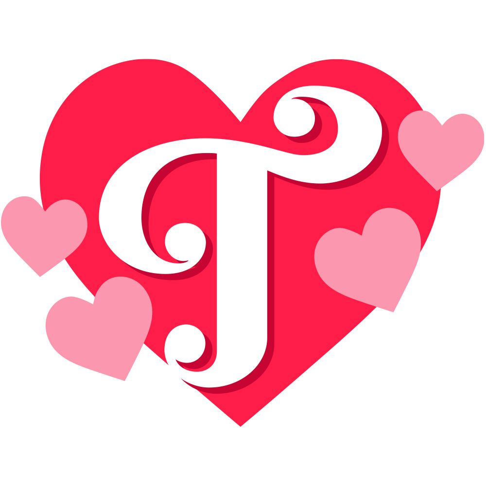 Heart Letter T. D 1244442. Regular Cut