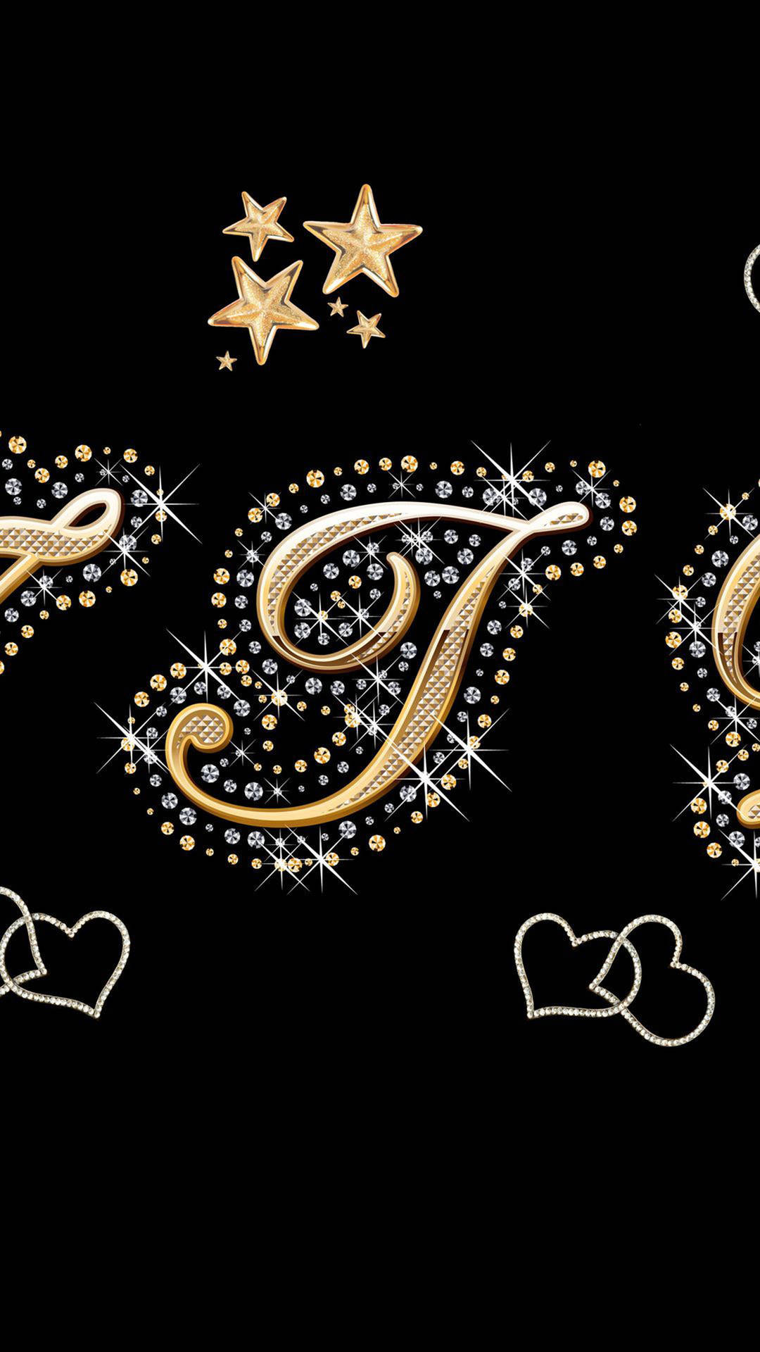 Download Letter T Gold And Diamonds Wallpaper