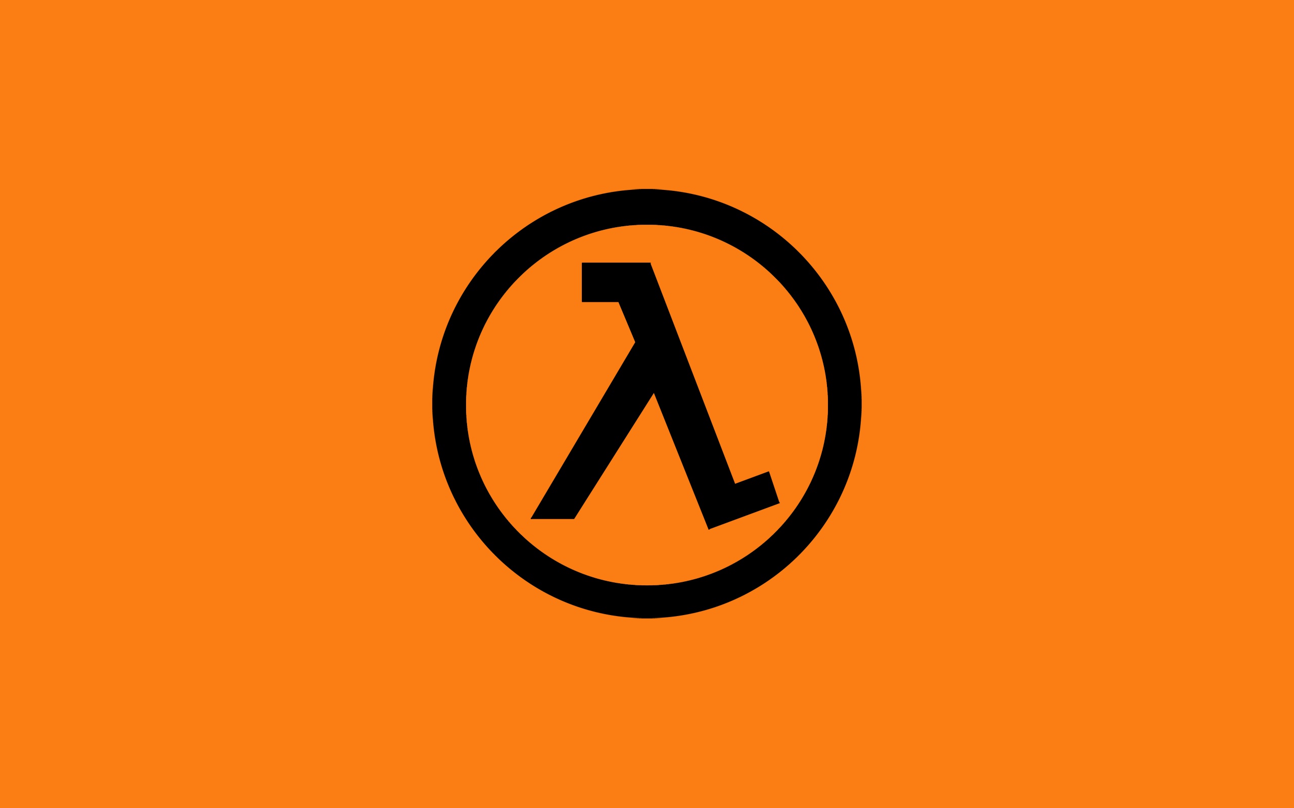 Wallpaper Orange, Half Life, Valve, Logo, 1998, Minimalism, Lambda for mobile and desktop, section минимализм, resolution 2560x1600