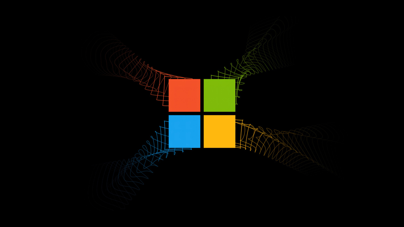 Multicolored microsoft windows icon on black background Desktop wallpaper 1366x768