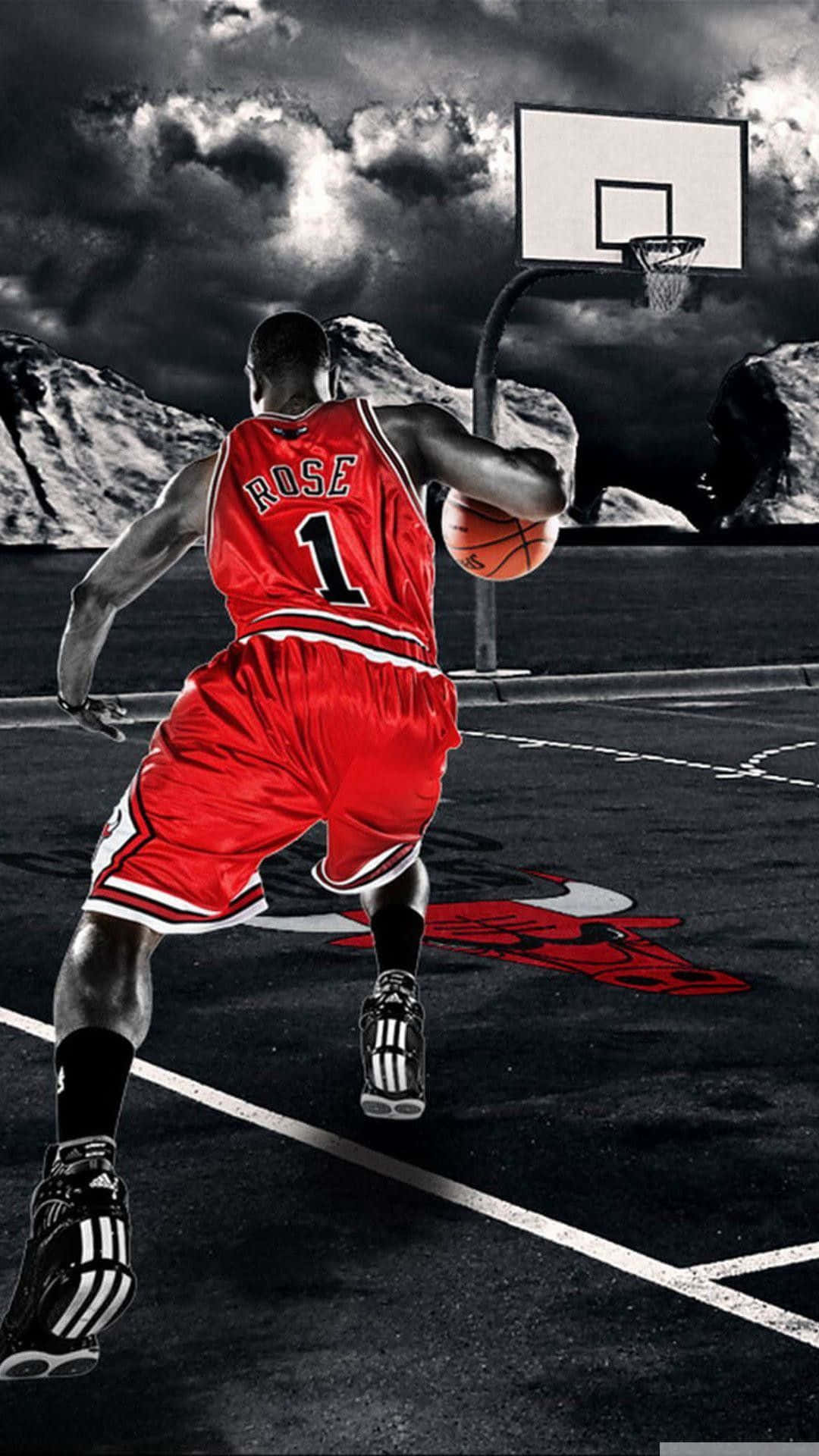 Download A Basketball Player Is Dribbling The Ball Wallpaper