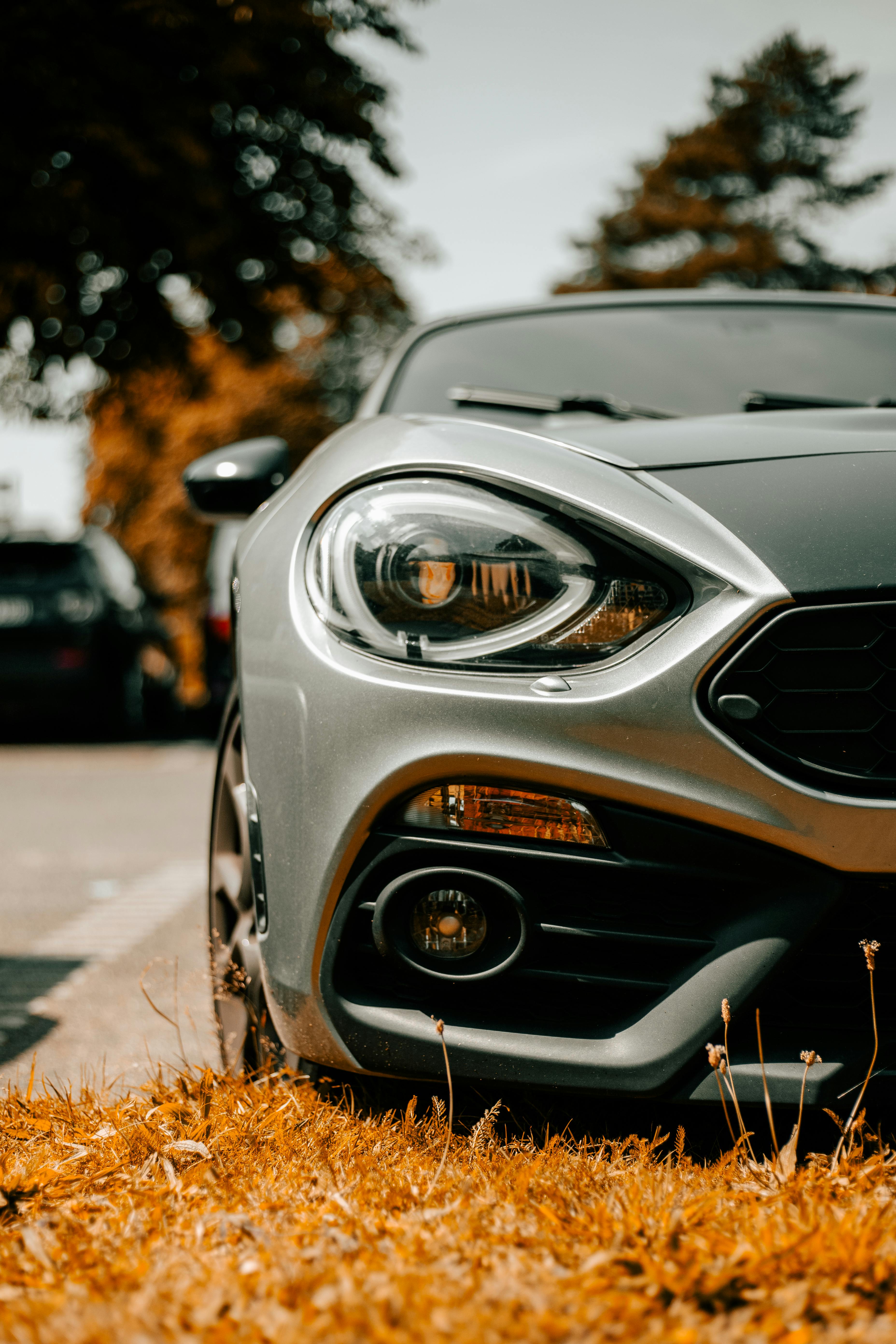 Close Up Of Modern Car On Autumn Street · Free