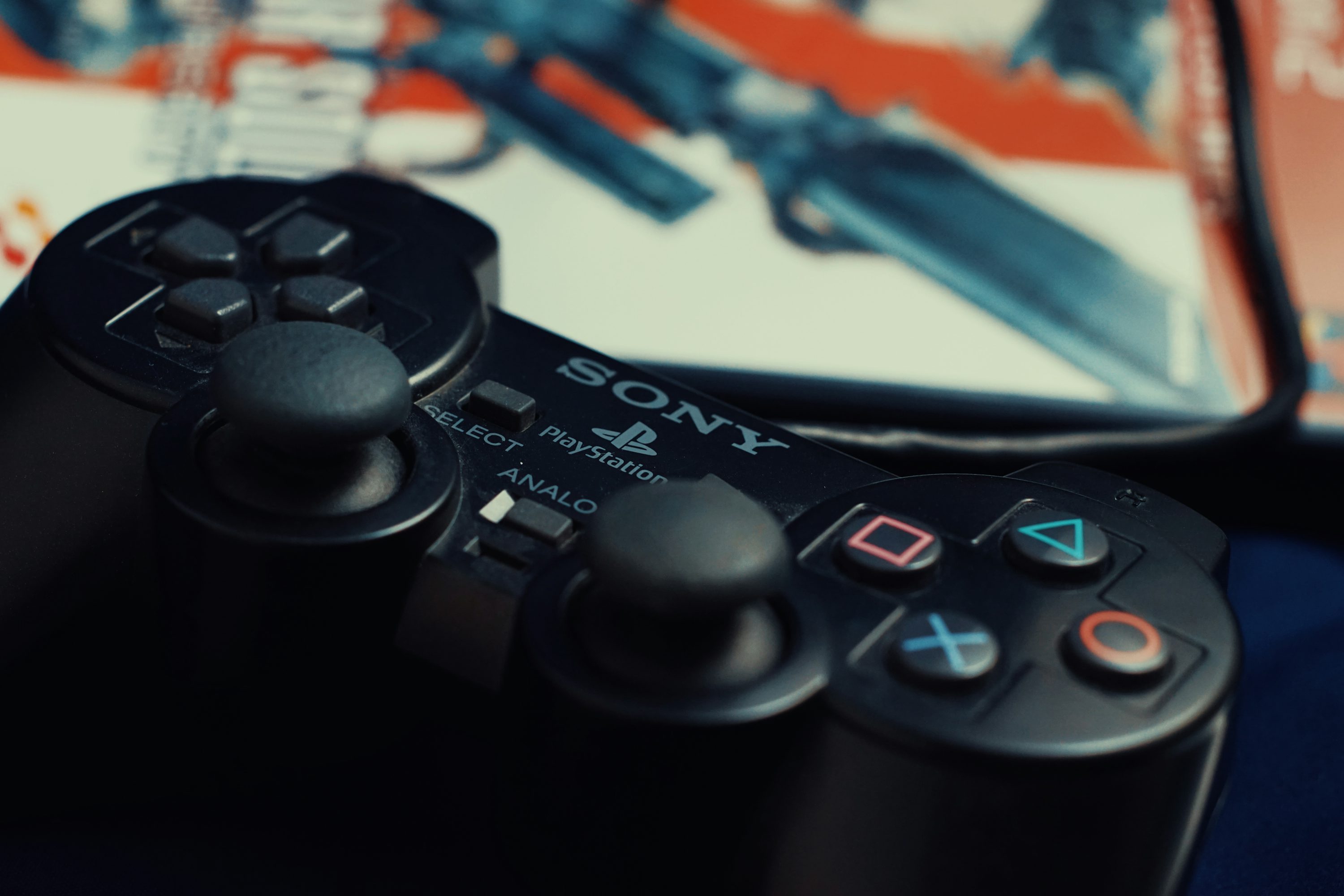 A close up of a video game controller photo
