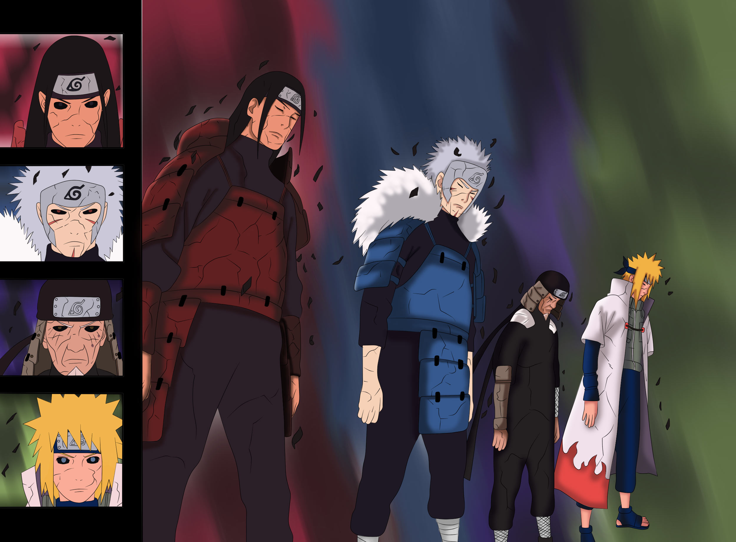 Download Hokage (Naruto) Hashirama Senju Tobirama Senju Hiruzen Sarutobi Minato Namikaze Anime Naruto HD Wallpaper