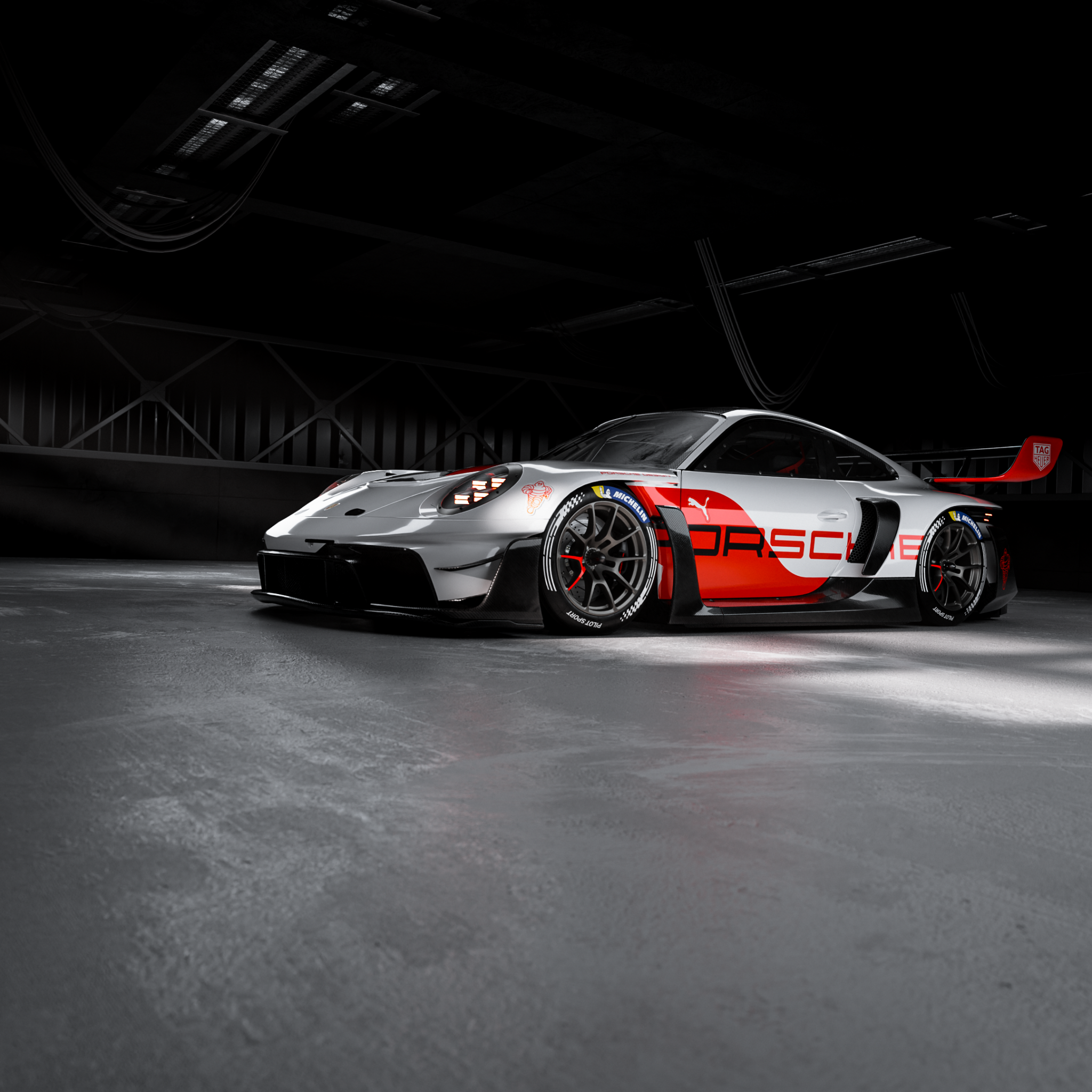 Porsche 911 GT3 R Wallpaper 4K, Dark aesthetic, Race cars