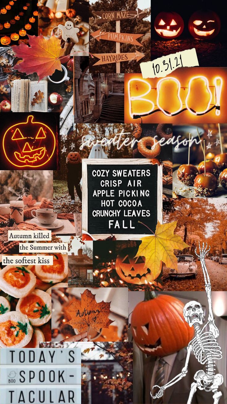Halloween Aesthetic Collage iPhone Wallpaper