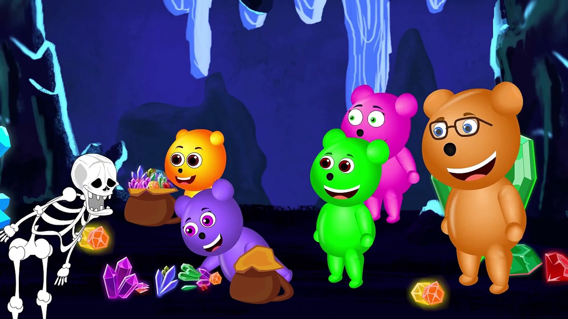 Mega Gummy bear visits Halloween Haunted House finger family Rhyme for Kids