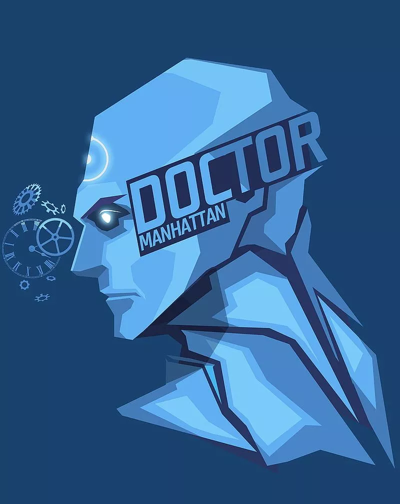 640x1136px, free download. Doctor Manhattan, DC Comics, blue background, Watchmen, HD phone wallpaper