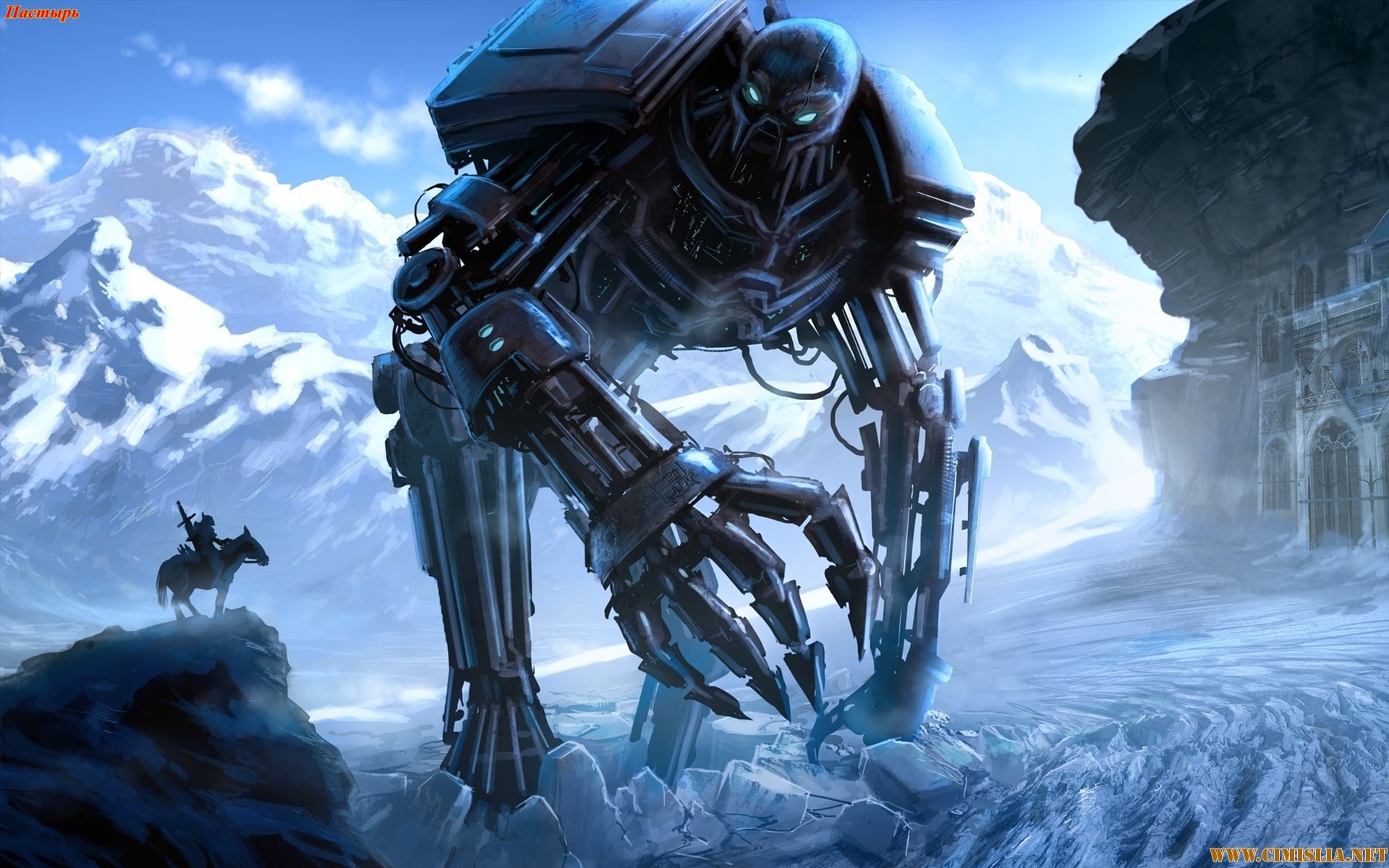 Giant robot and rider Desktop wallpaper 1024x768