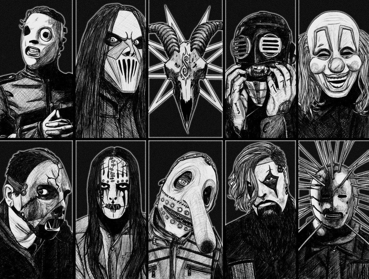 Download Slipknot Members Fan Art Drawing Wallpaper