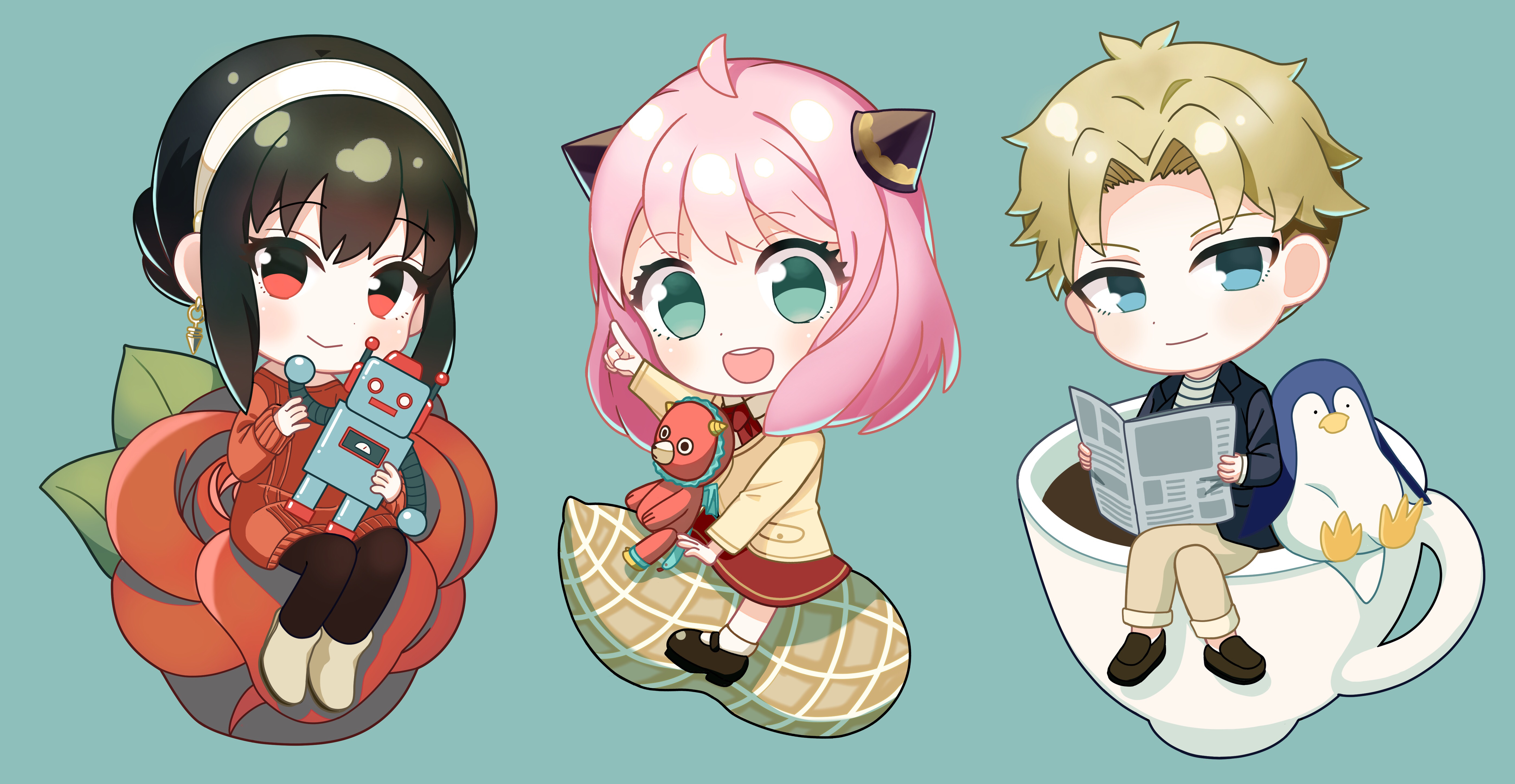 Download Chibi Loid Forger Yor Forger Anya Forger Anime Spy X Family 4k Ultra HD Wallpaper