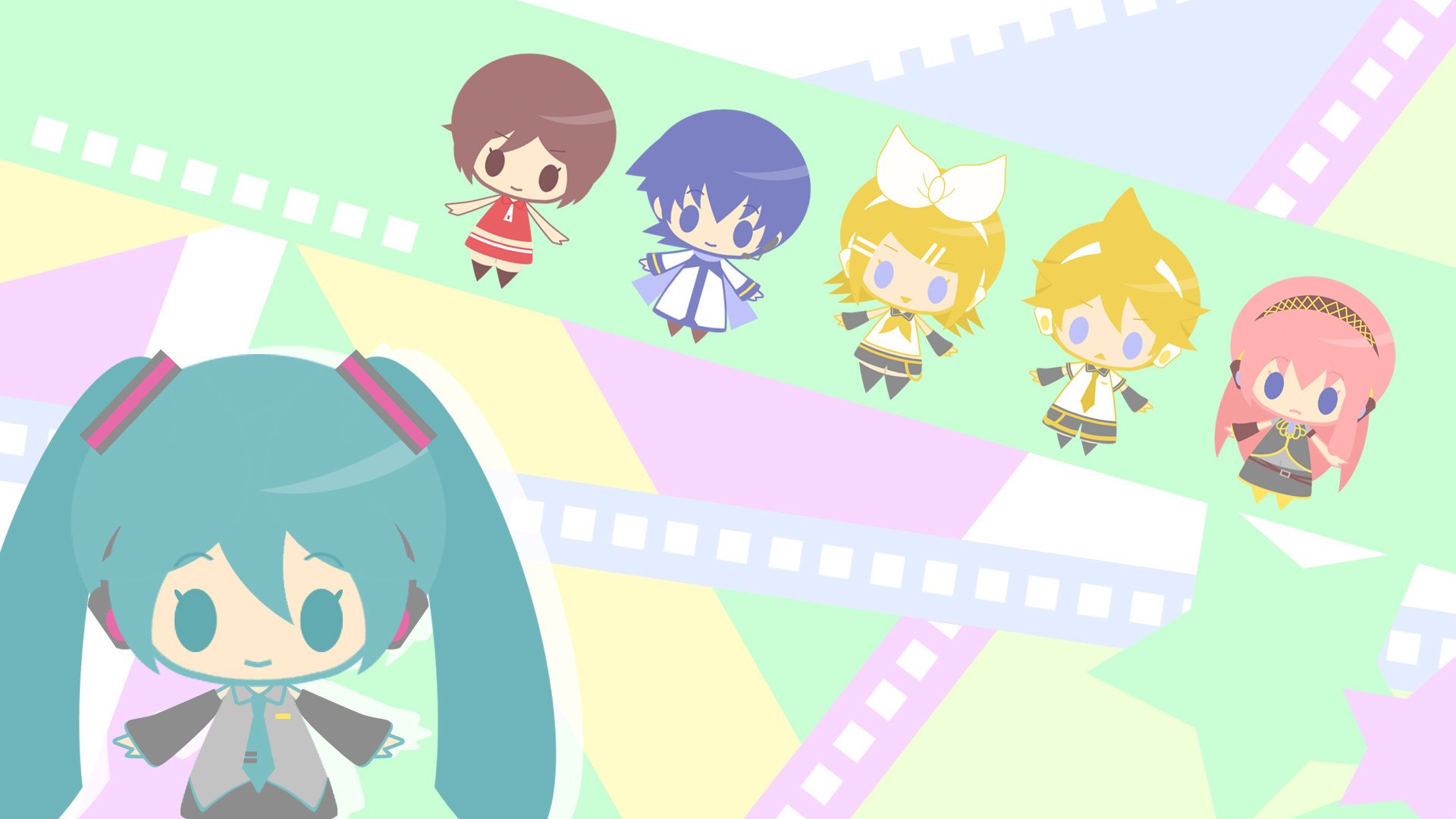 Kawaii free vocaloid chibi aqua hair len kagamine wallpaper