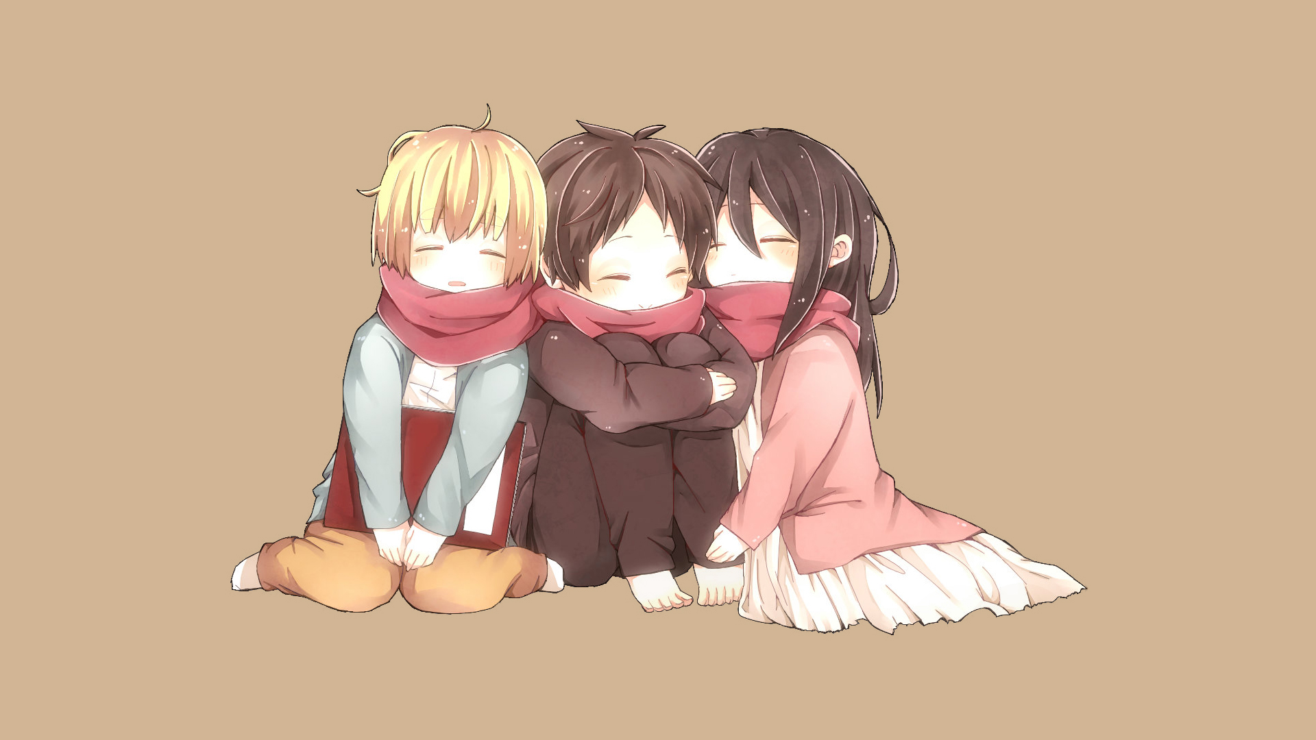 anime, Chibi, Mikasa Ackerman, Eren Jeager, Shingeki No Kyojin Wallpaper HD / Desktop and Mobile Background