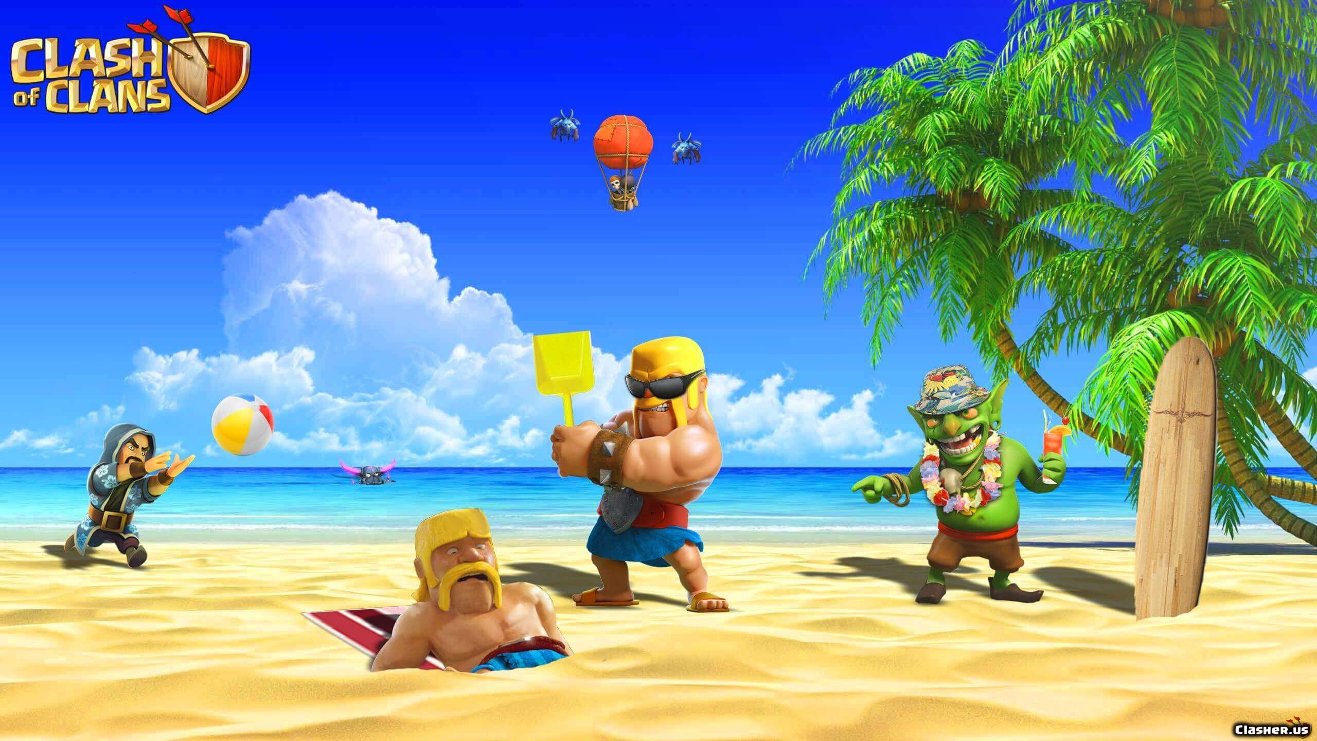 Barbarian Goblin Wizard Balloon sea of Clans Wallpaper