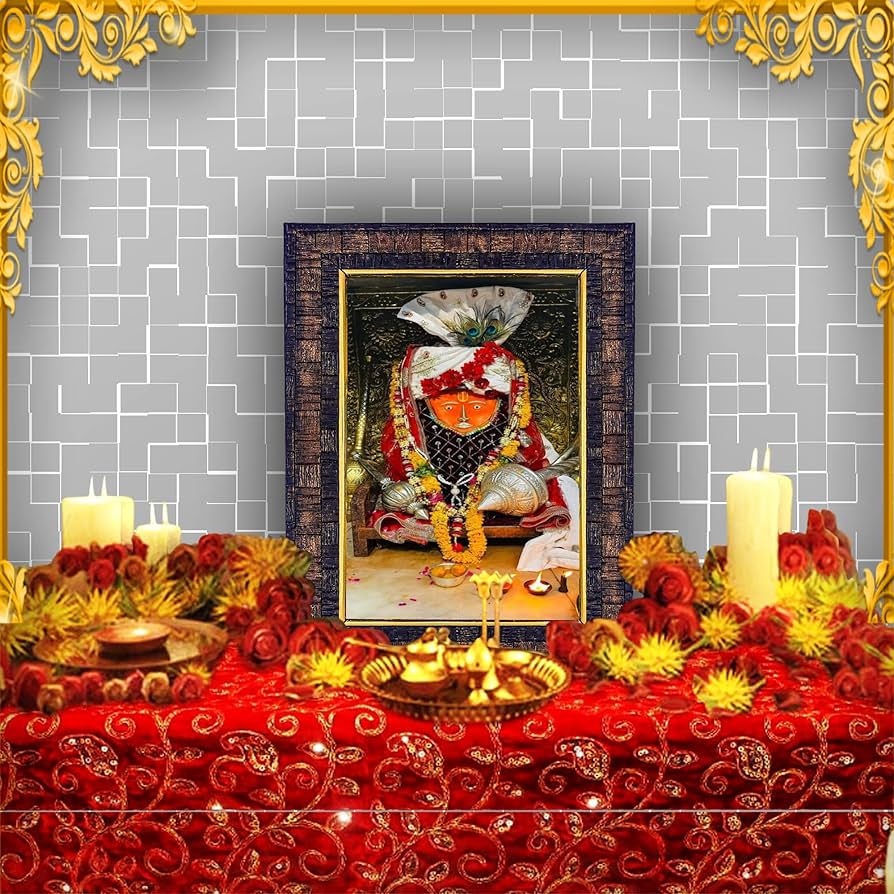 Amazon.com Bageshwar Dham Balaji Hanuman Designer Brown Wall Hanging Engineered Wood Photo Frame for Worship Use 8.5x7inch SFDI292BLKFRM