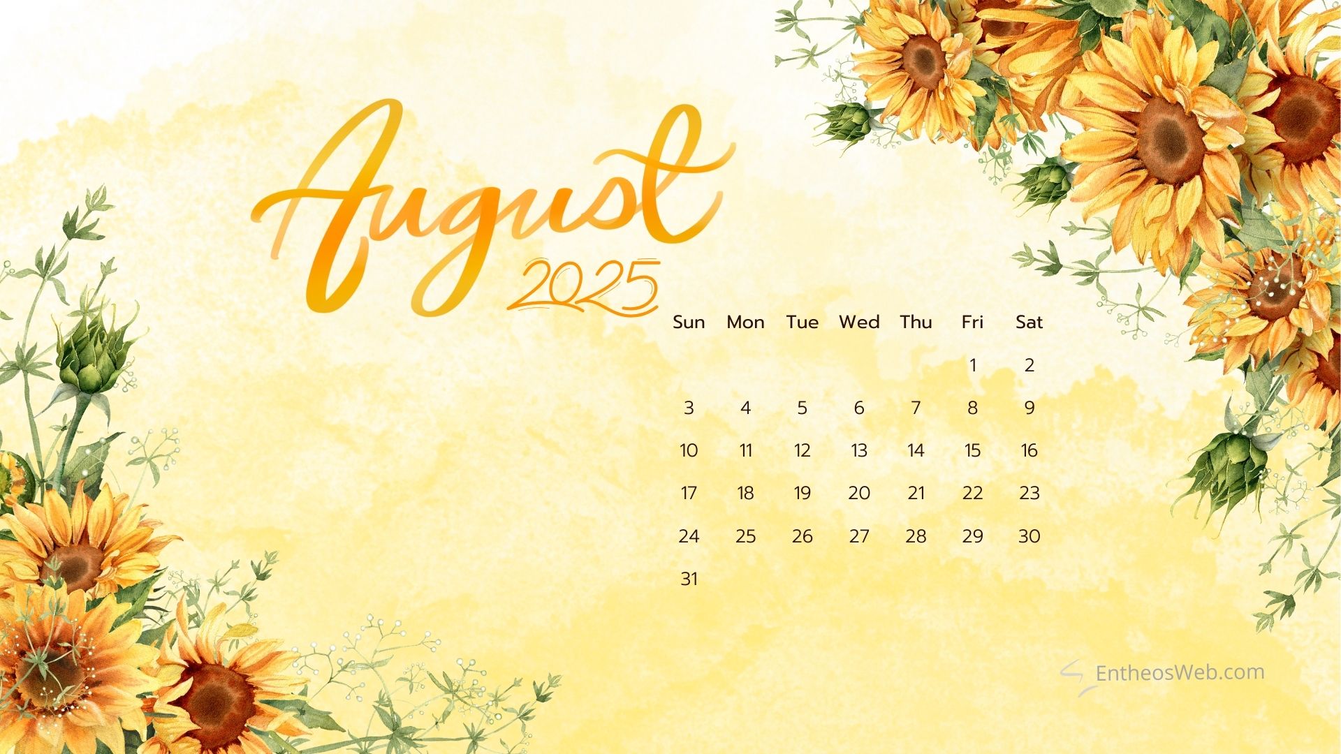 August 2025 Calendar Desktop Wallpaper