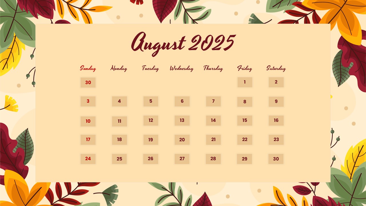 August 2025 Calendar