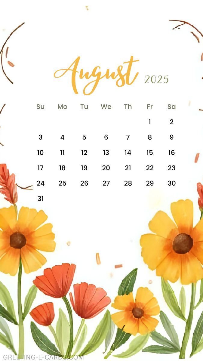 August 2025 Floral Calendar Wallpaper