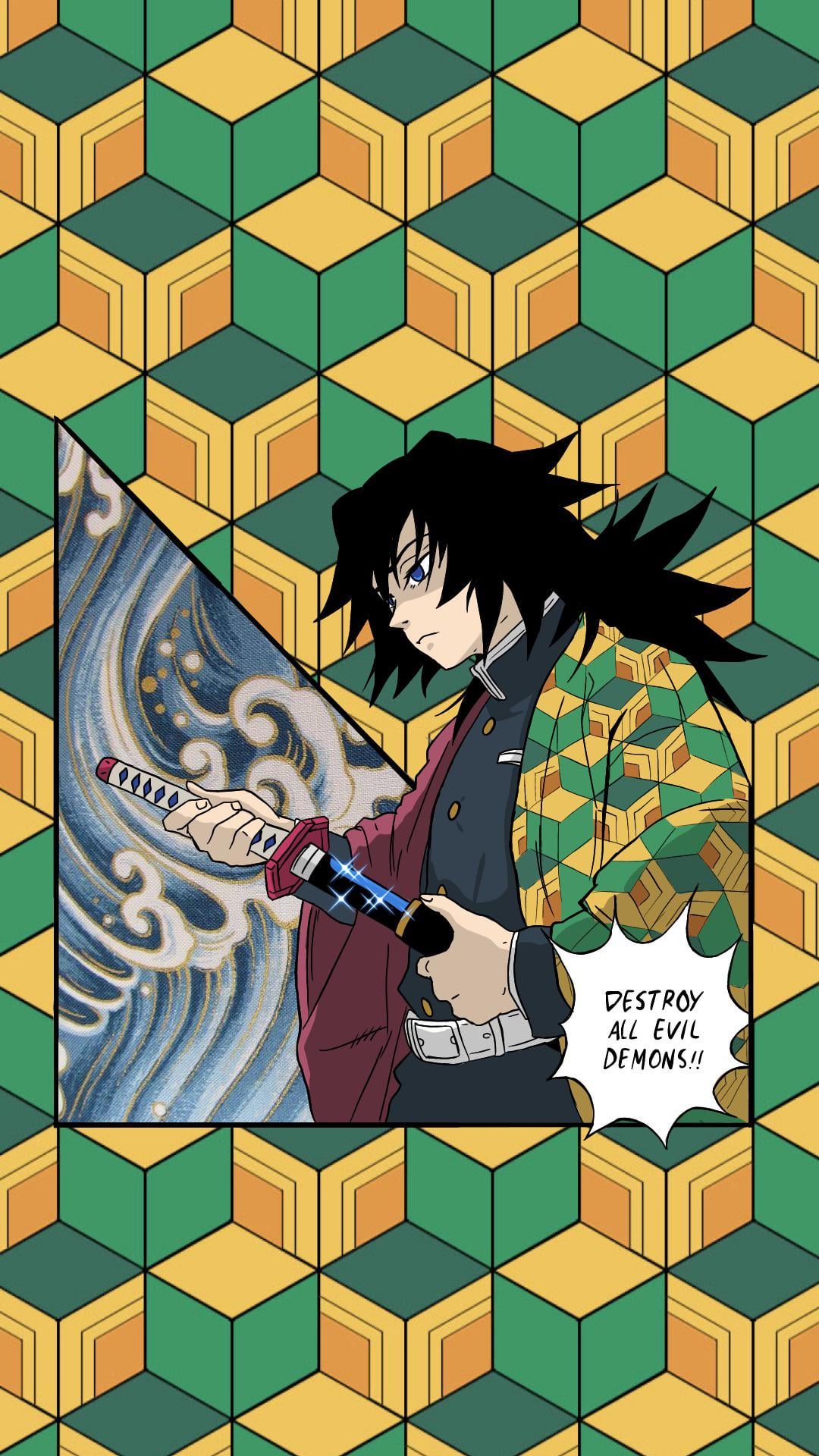 I started making phone wallpaper for the pillars! Here's Giyu!!