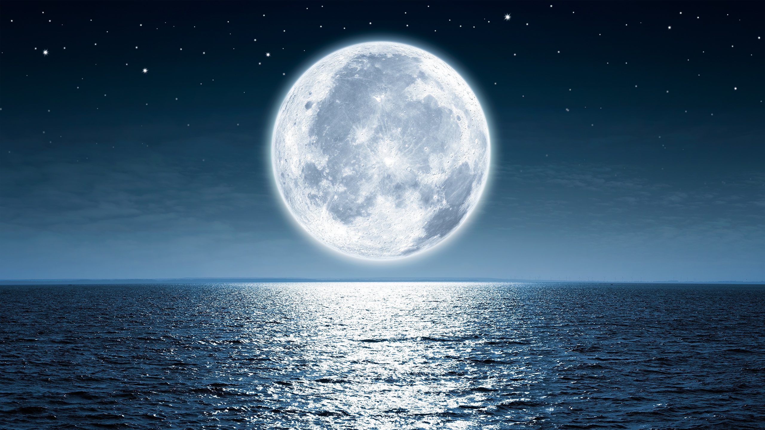 Desktop Wallpaper Sea Ocean Nature Moon 2560x1440