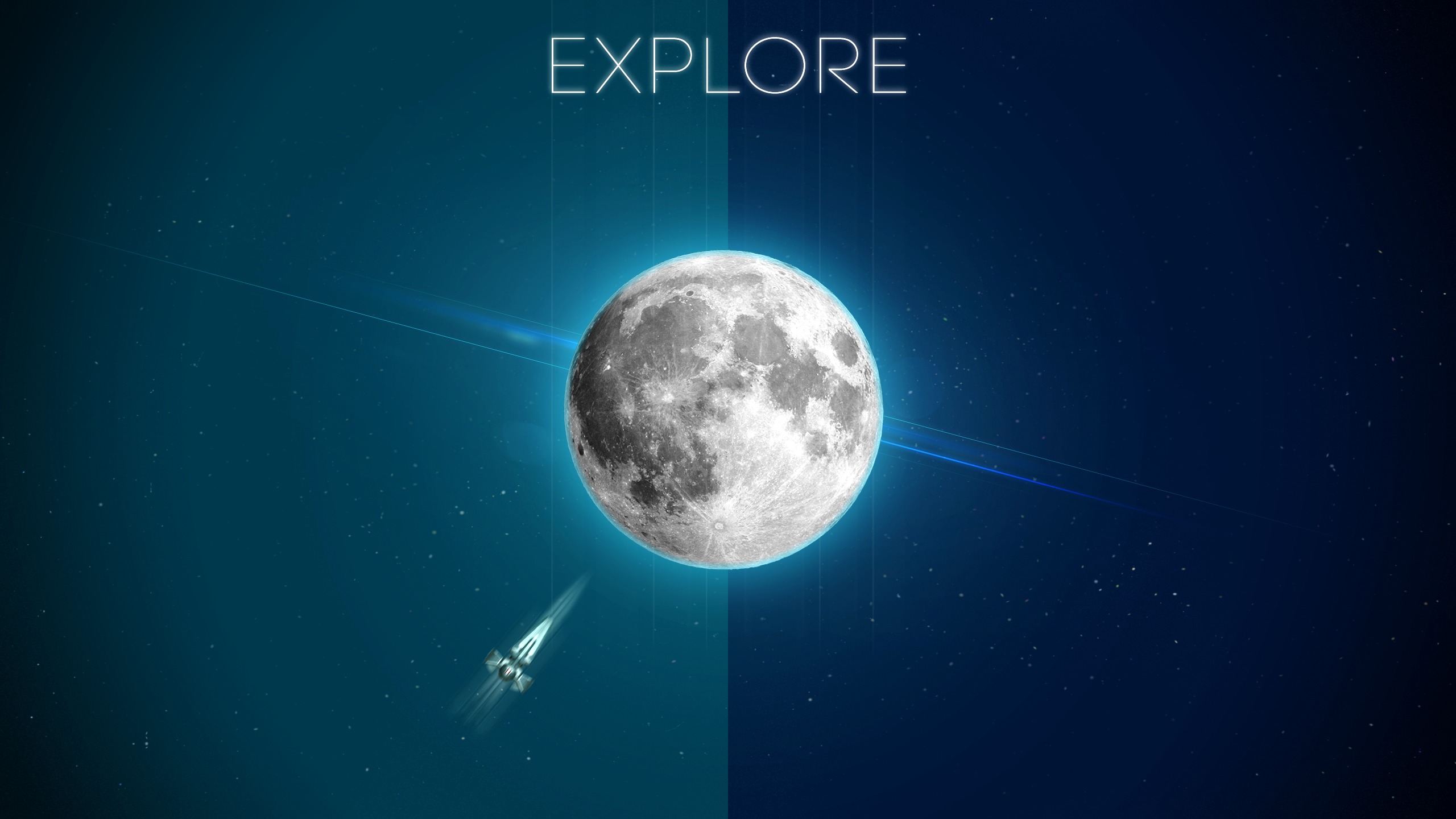 Wallpaper stars, blue, background, Wallpaper, minimalism, The moon, minimal, space for mobile and desktop, section минимализм, resolution 2560x1440