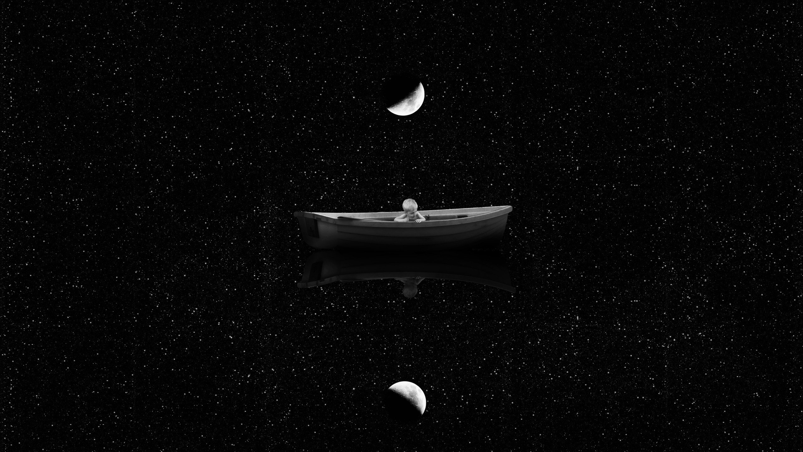 stars, Children, Boat, Moon Wallpaper HD / Desktop and Mobile Background