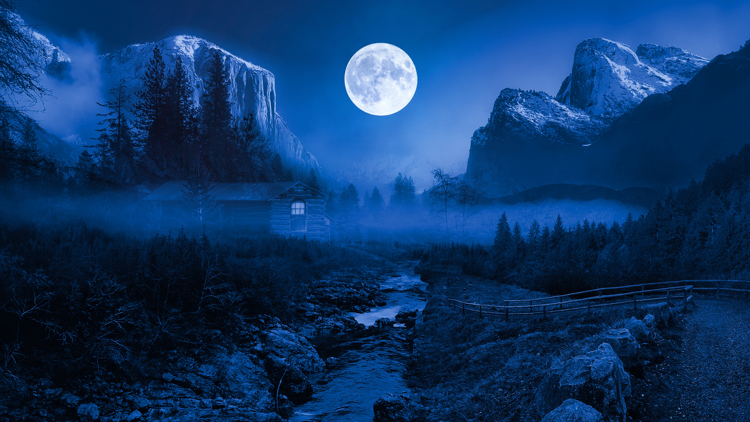Download Scenery, Night, Moon, Stars, Nature Wallpaper in 2560x1440 Resolution